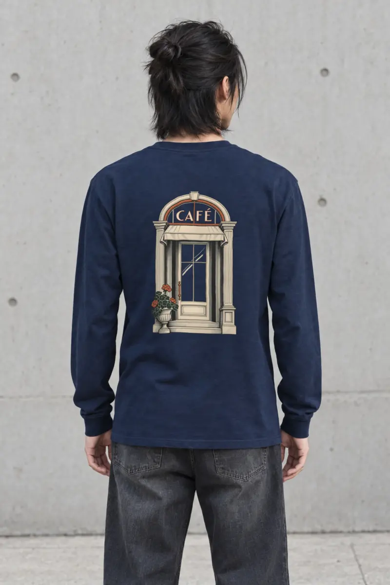 "Café in Fine Line" Unisex Longsleeve T-shirt