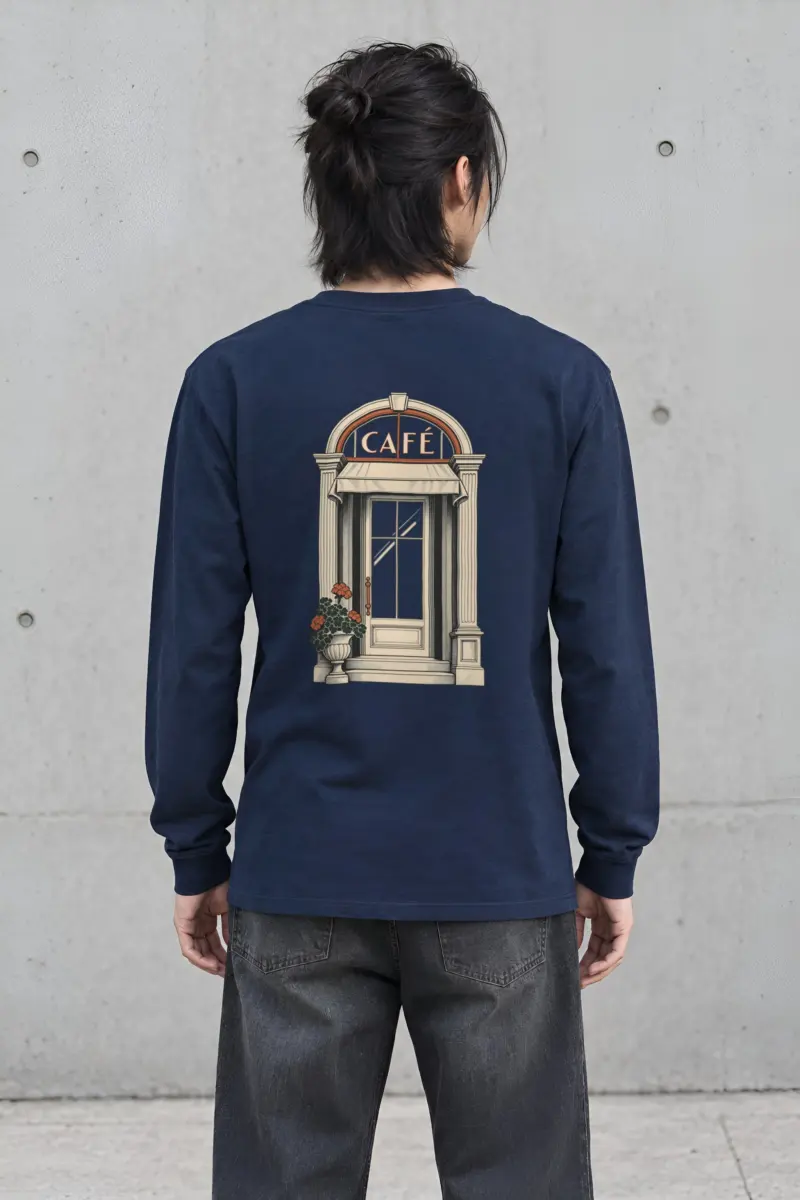 "Café in Fine Line" Unisex Longsleeve T-shirt