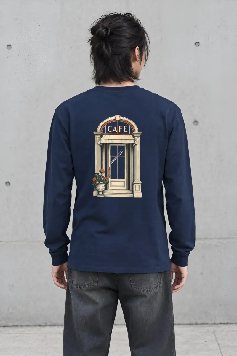 "Café in Fine Line" Unisex Longsleeve T-shirt