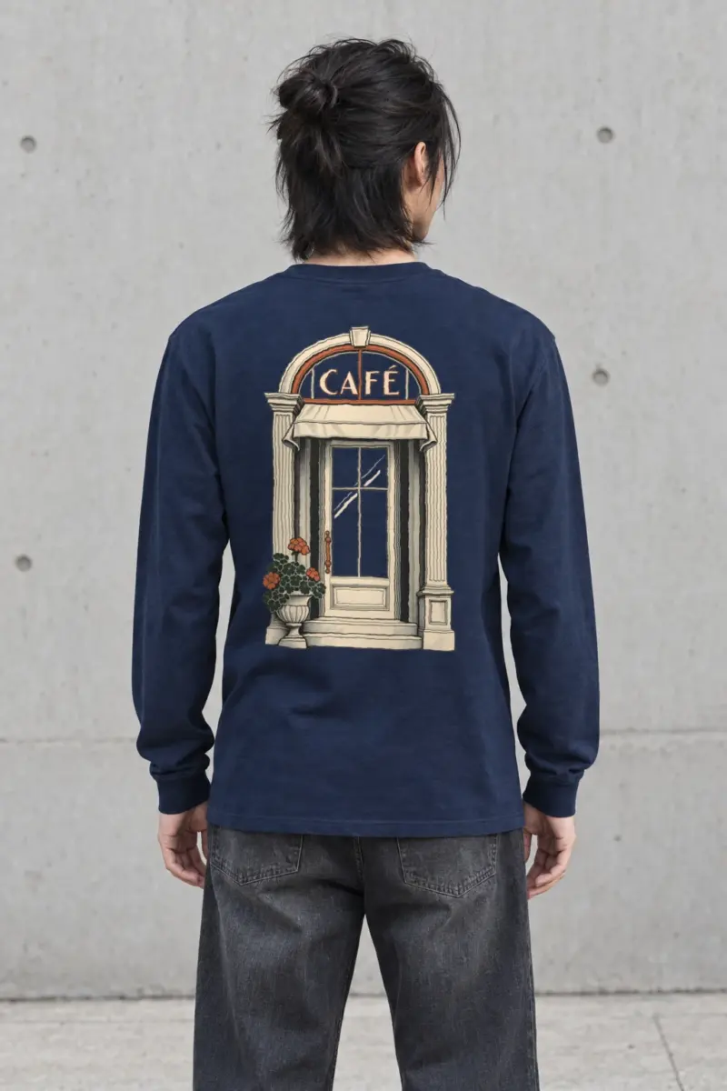 "Café in Fine Line" Unisex Longsleeve T-shirt