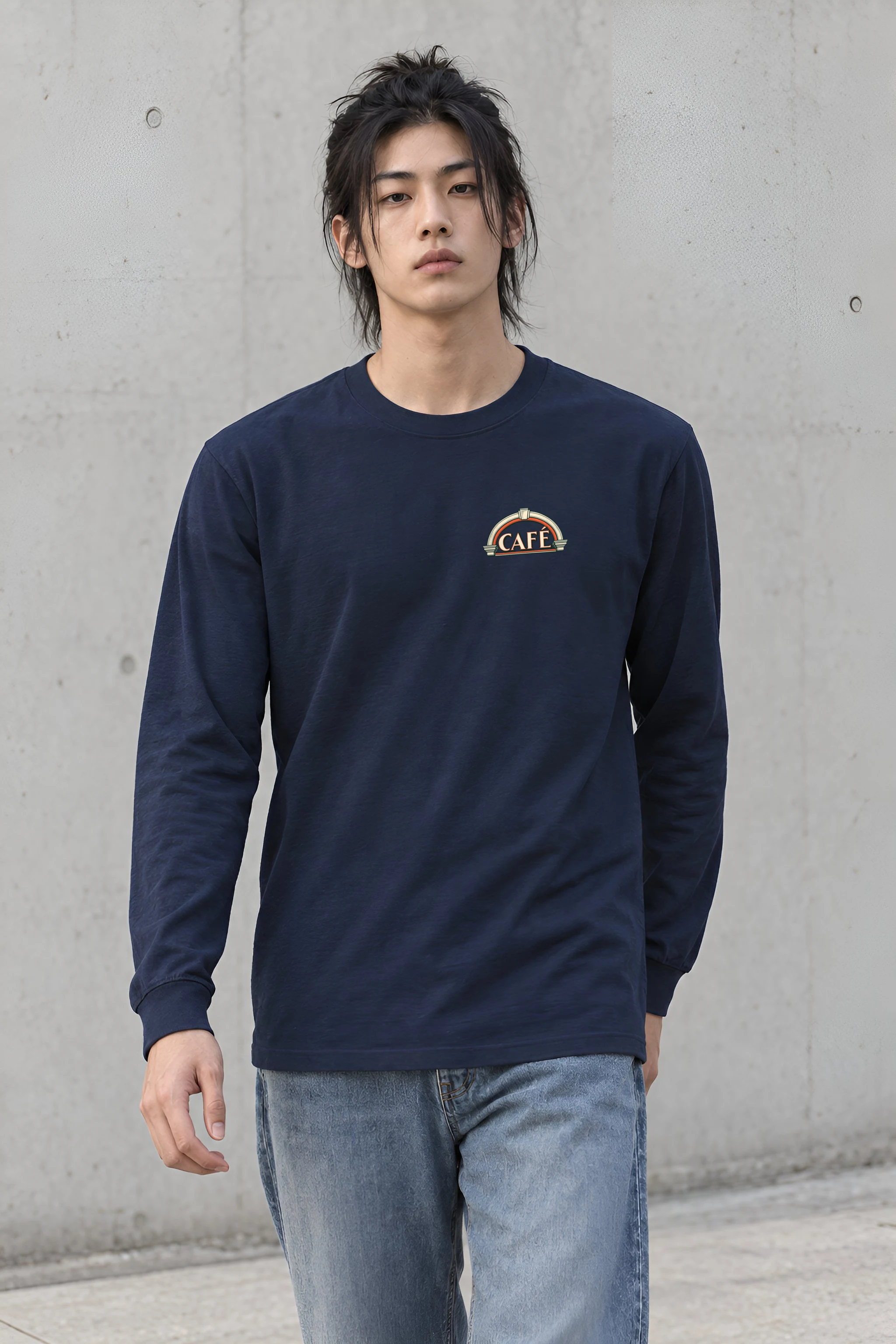 "Café in Fine Line" Unisex Longsleeve T-shirt