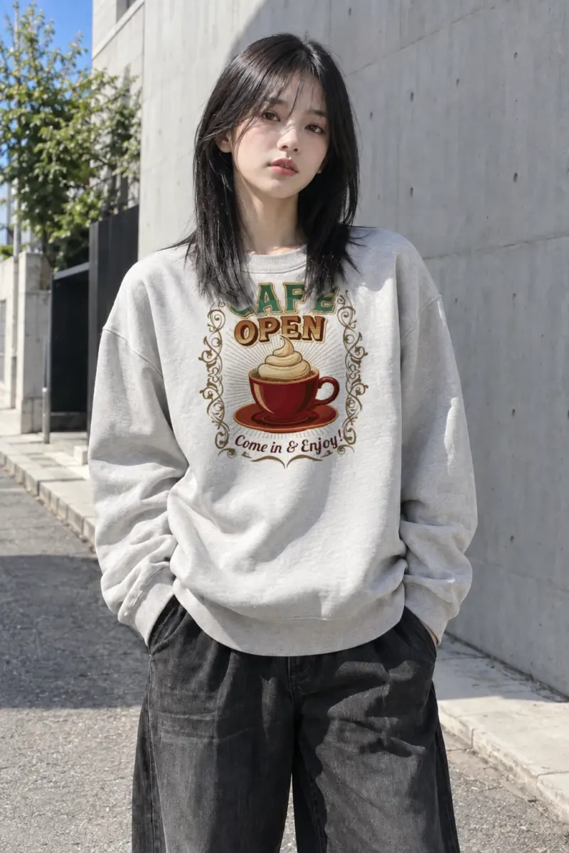"Cafe Open" Heavy Blend Unisex Crewneck Sweatshirt | Gildan 18000