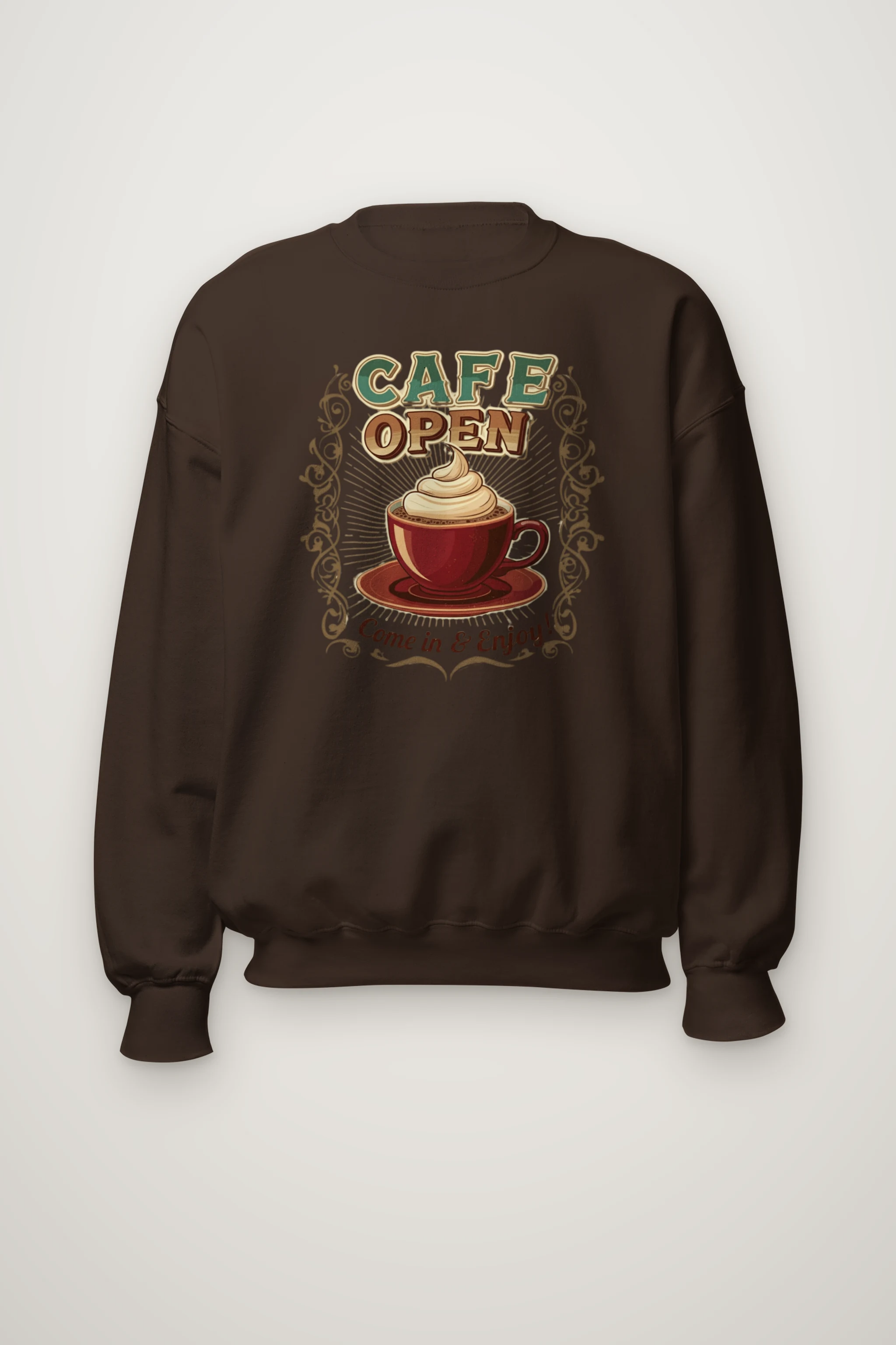 "Cafe Open" Heavy Blend Unisex Crewneck Sweatshirt