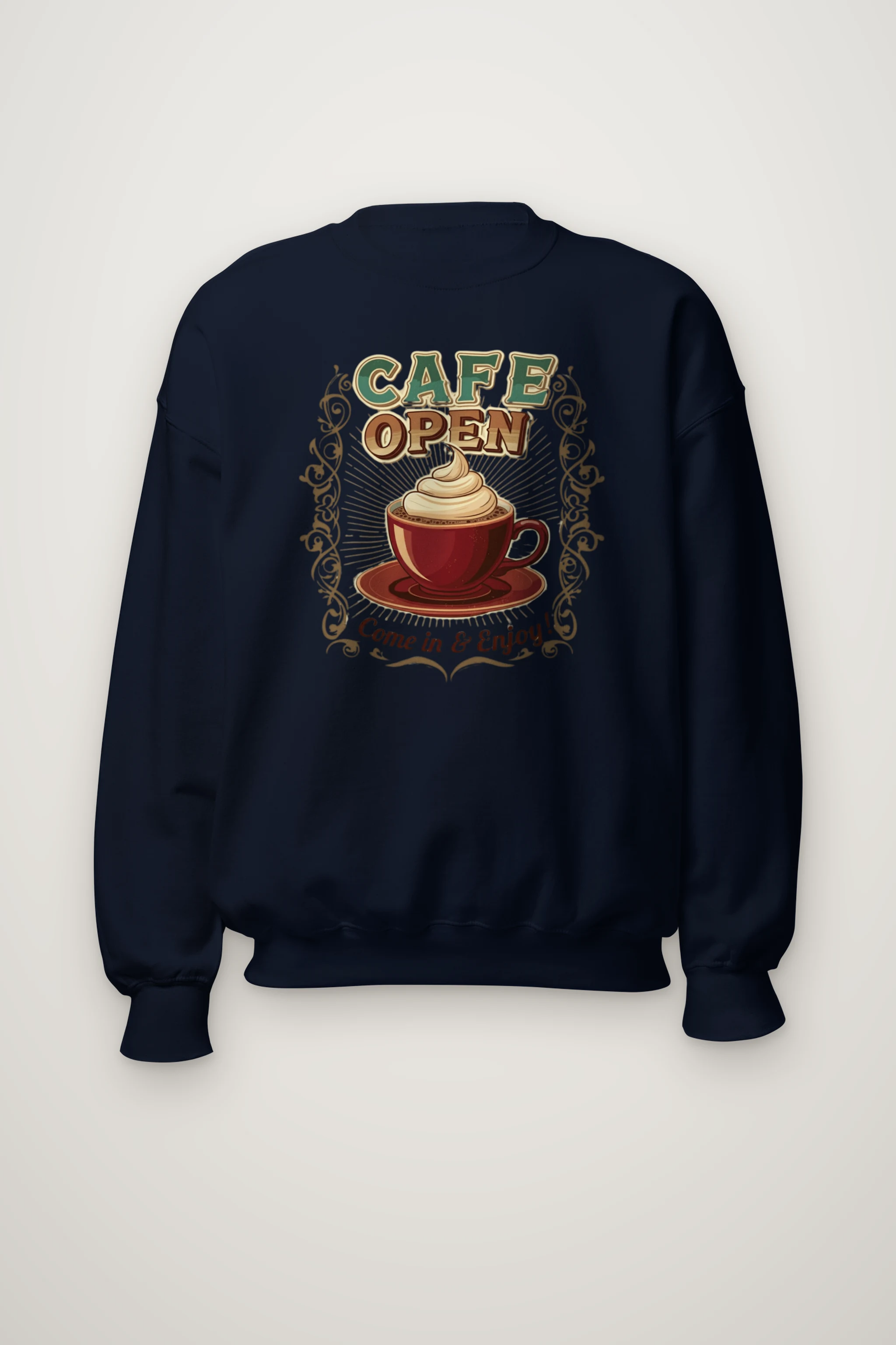 "Cafe Open" Heavy Blend Unisex Crewneck Sweatshirt