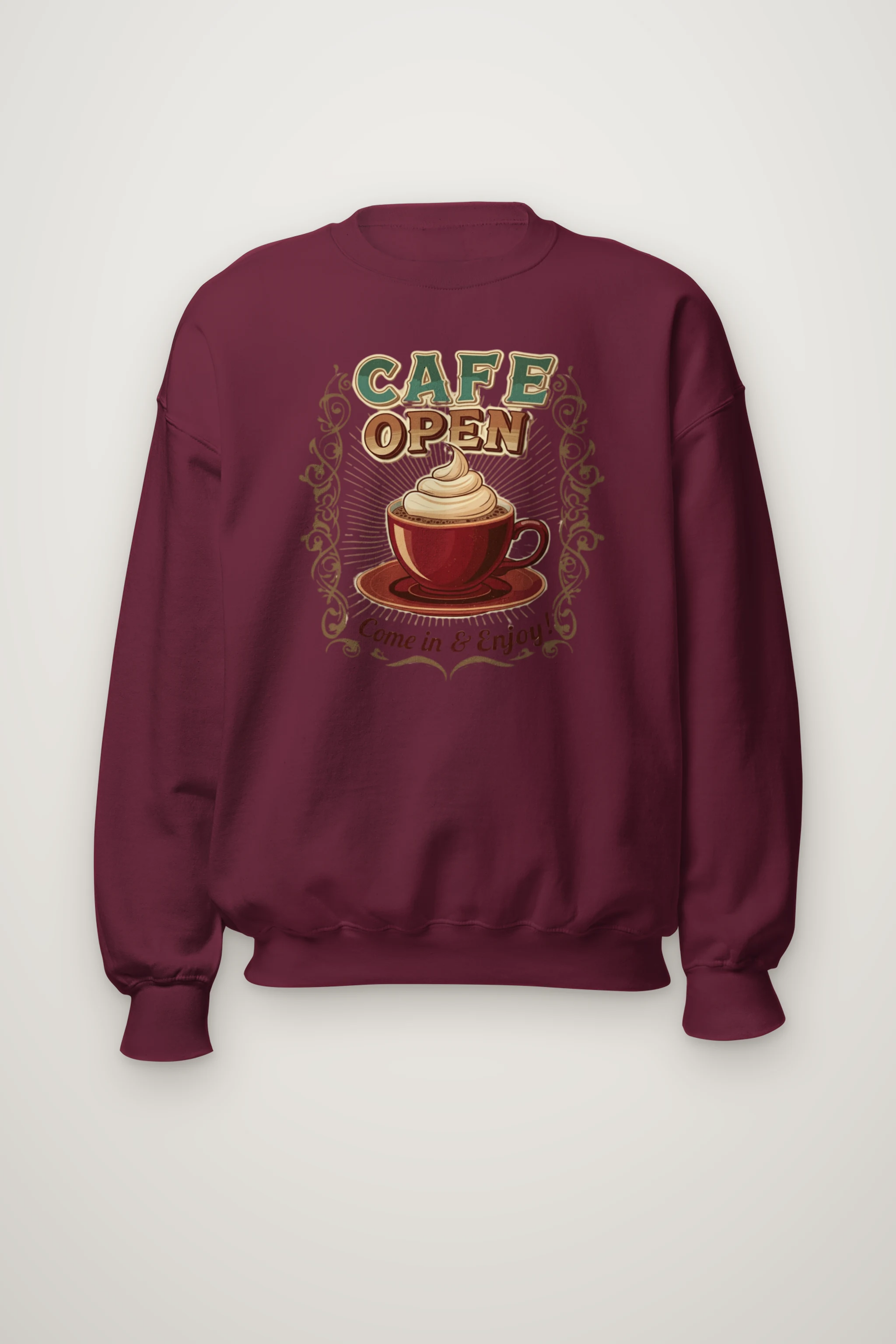 "Cafe Open" Heavy Blend Unisex Crewneck Sweatshirt
