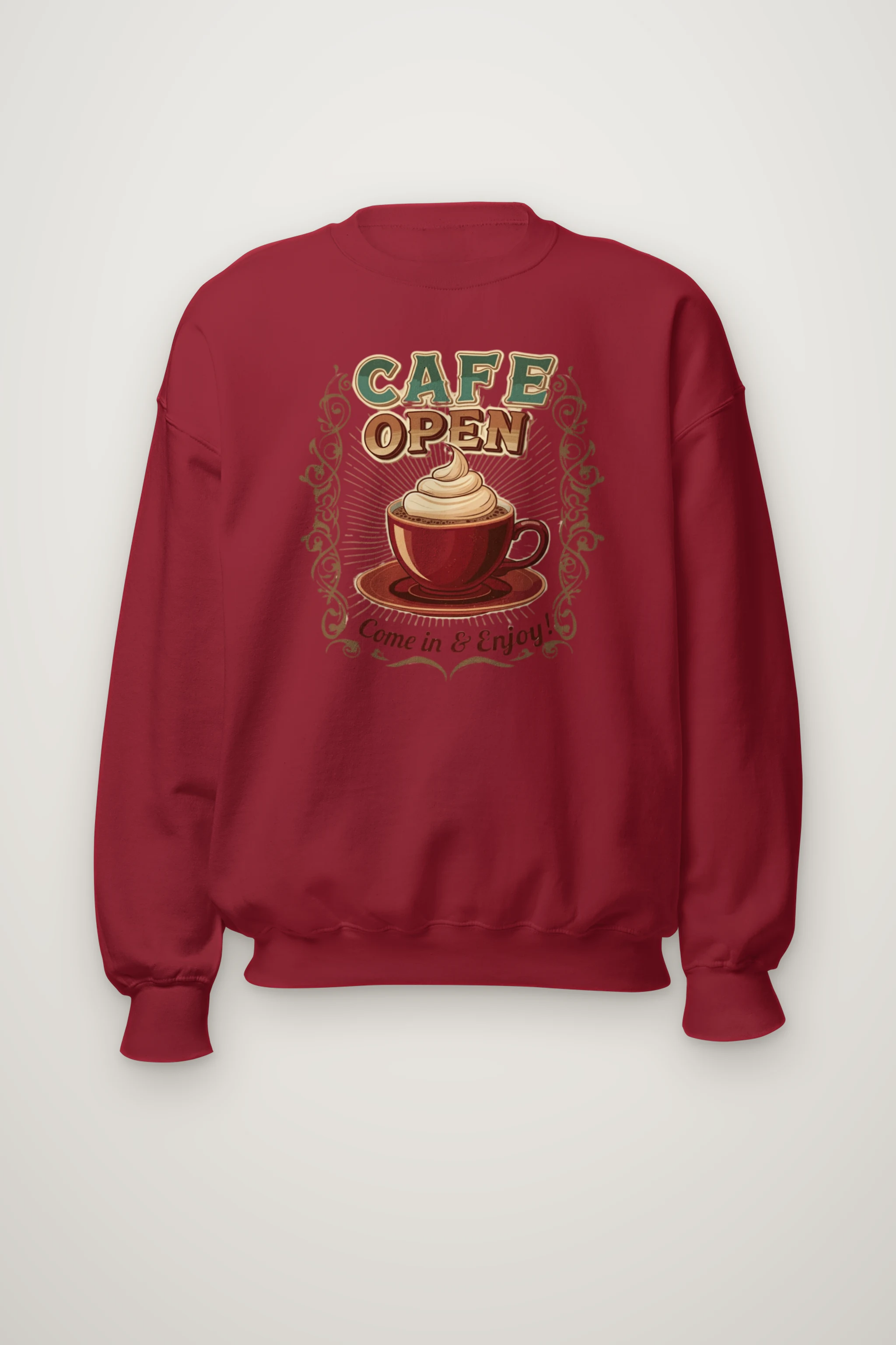 "Cafe Open" Heavy Blend Unisex Crewneck Sweatshirt