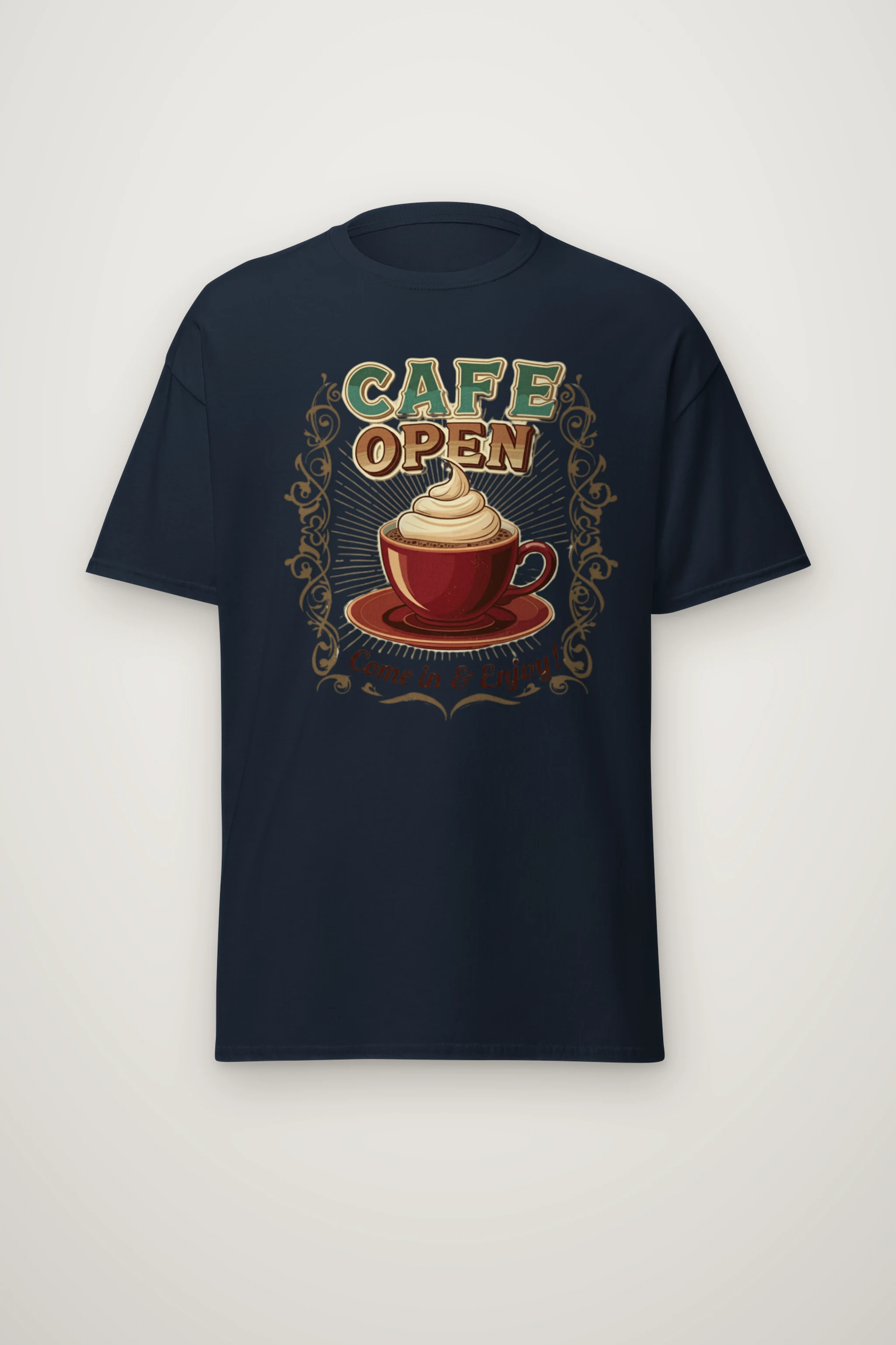 "Cafe Open" Heavyweight Unisex Crewneck T-shirt