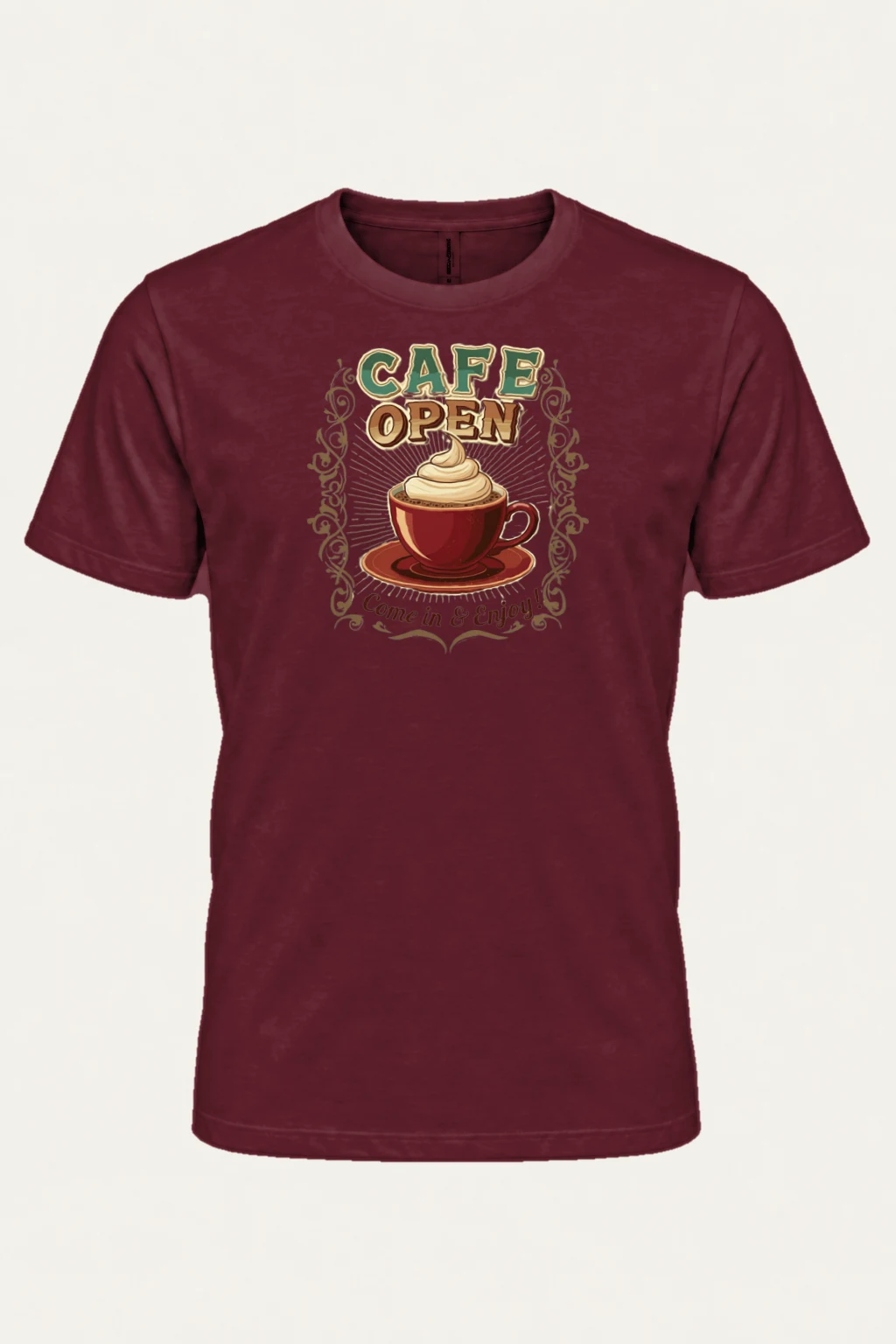 "Cafe Open" Heavyweight Unisex Crewneck T-shirt | Gildan 5000