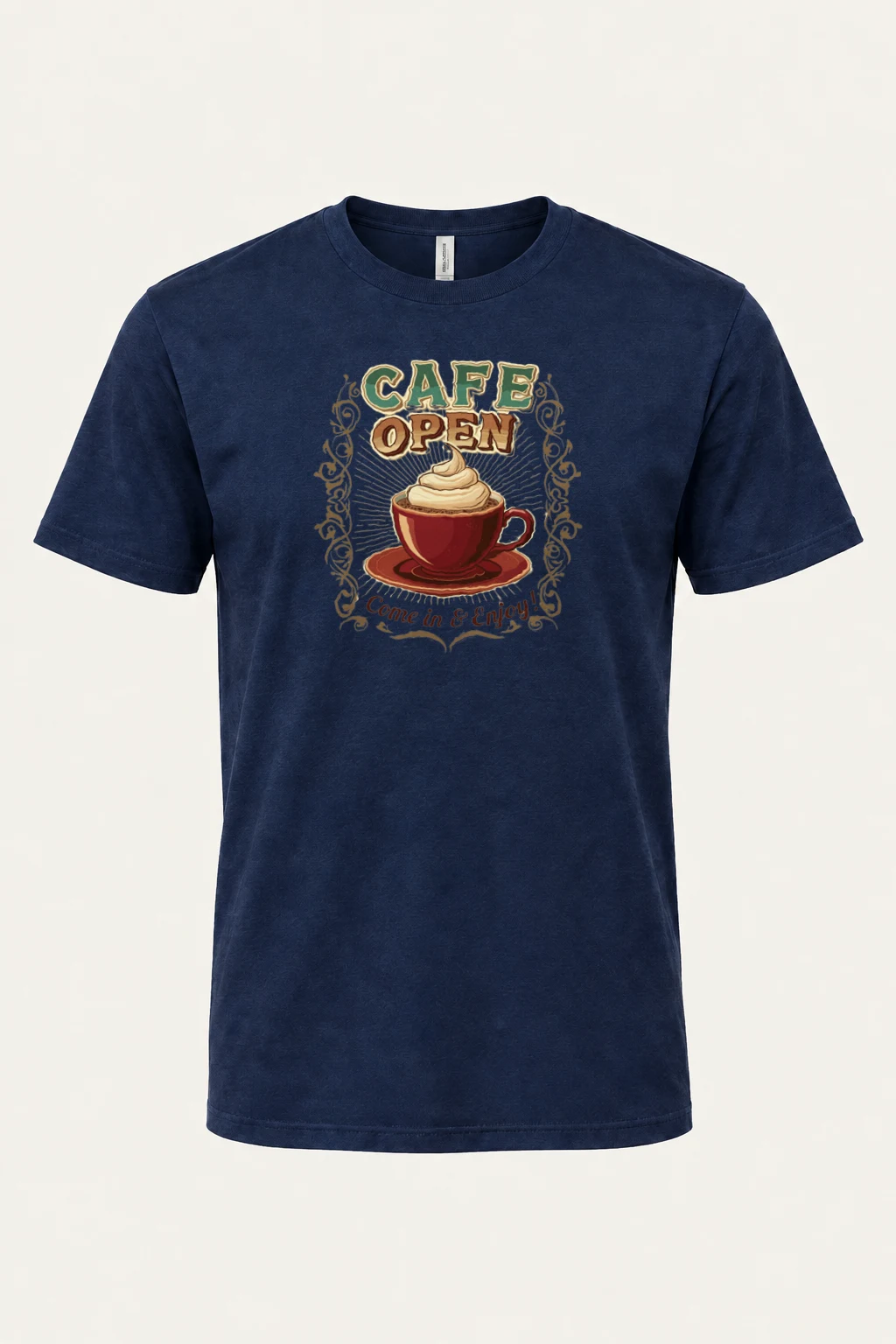 "Cafe Open" Heavyweight Unisex Crewneck T-shirt | Gildan 5000