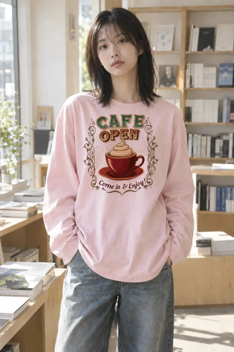 "Cafe Open" Unisex Longsleeve T-shirt | Gildan 2400