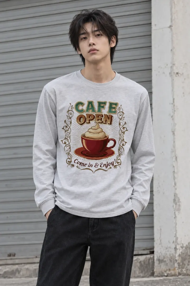 "Cafe Open" Unisex Longsleeve T-shirt | Gildan 2400