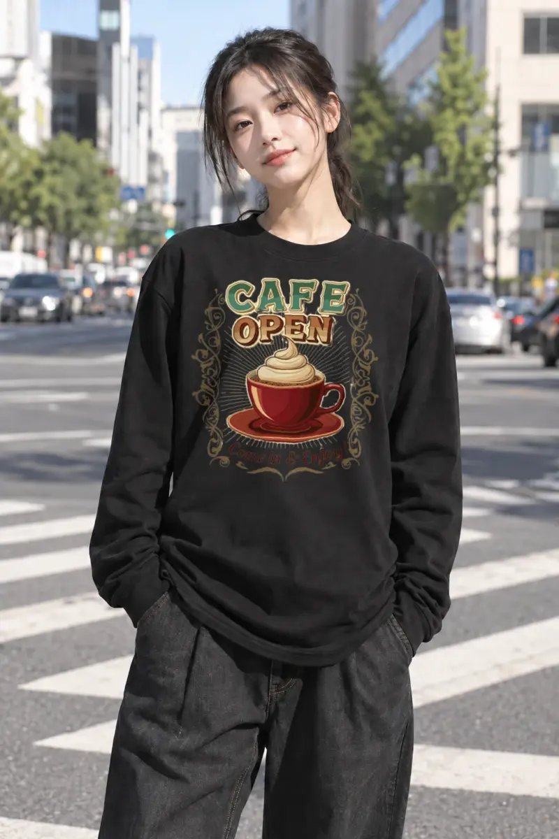 "Cafe Open" Unisex Longsleeve T-shirt | Gildan 2400