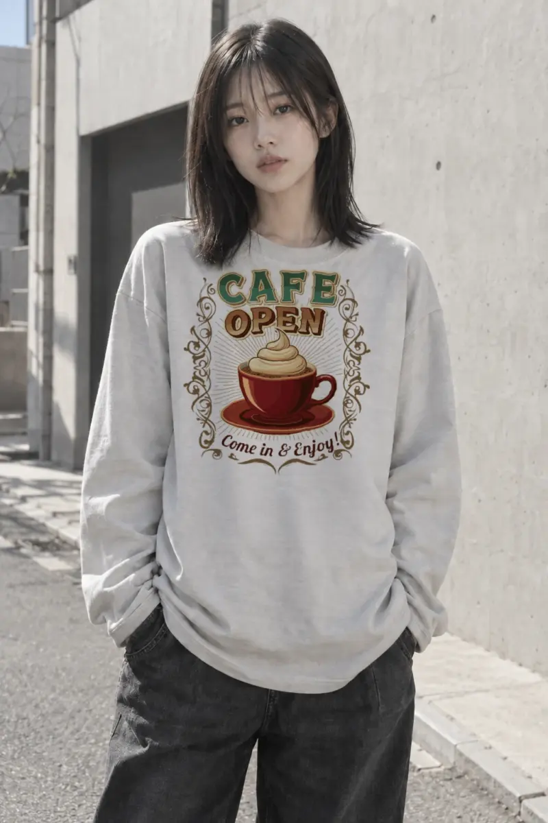 "Cafe Open" Unisex Longsleeve T-shirt | Gildan 2400
