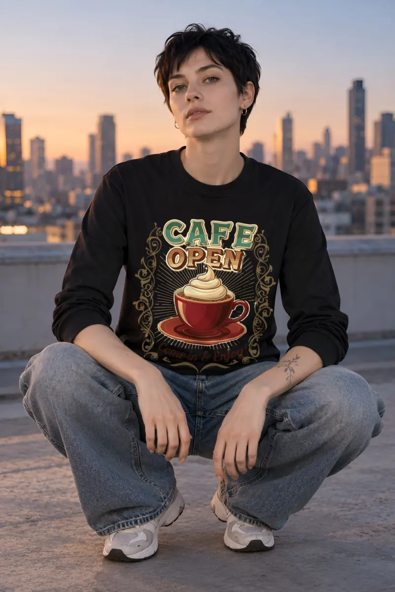 "Cafe Open" Unisex Longsleeve T-shirt
