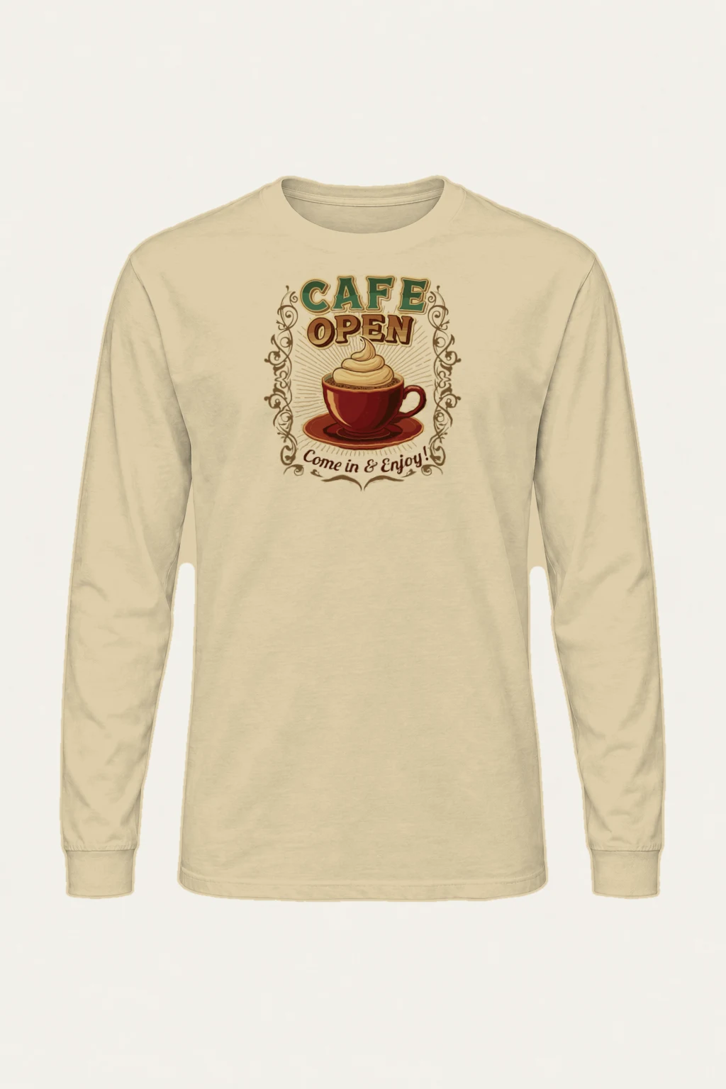 "Cafe Open" Unisex Longsleeve T-shirt | Gildan 2400