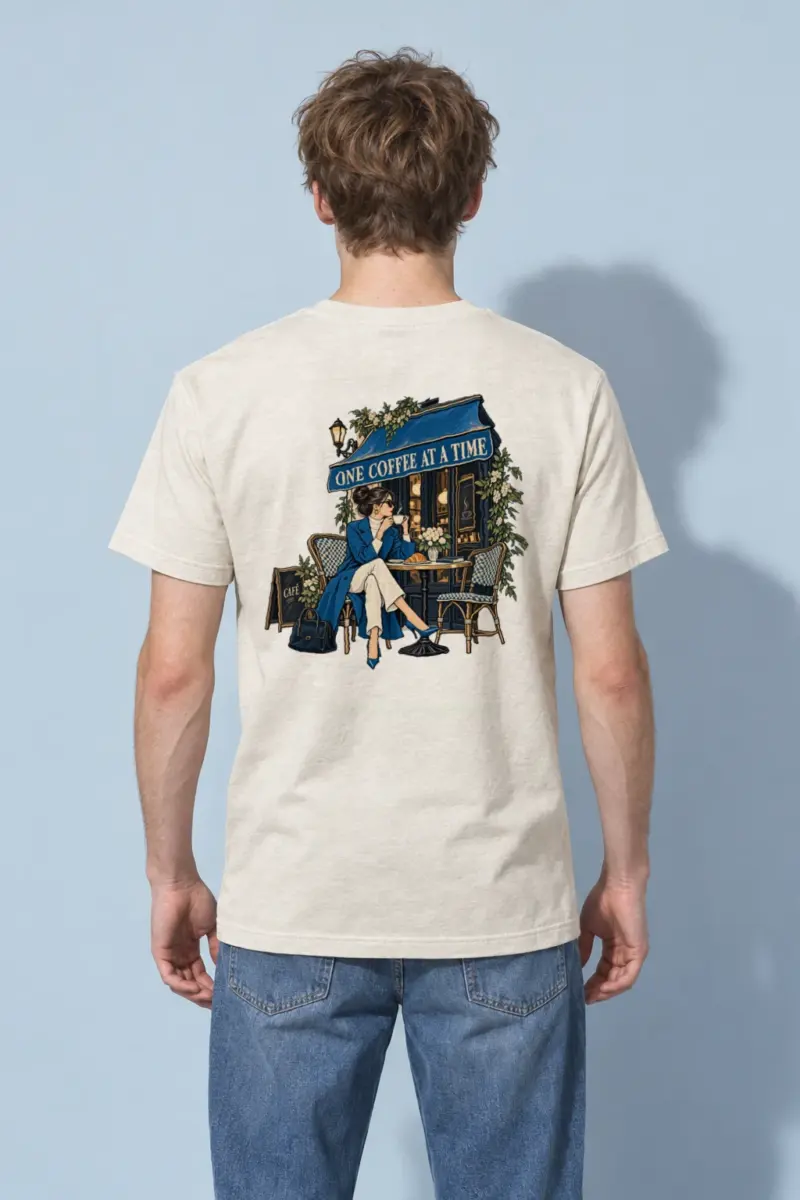 "Café Side Pause" Heavyweight Unisex Crewneck T-shirt
