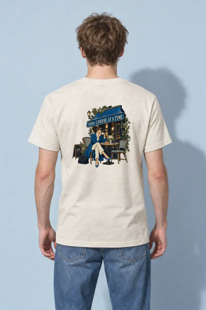 "Café Side Pause" Heavyweight Unisex Crewneck T-shirt