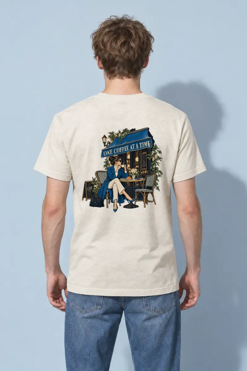 "Café Side Pause" Heavyweight Unisex Crewneck T-shirt