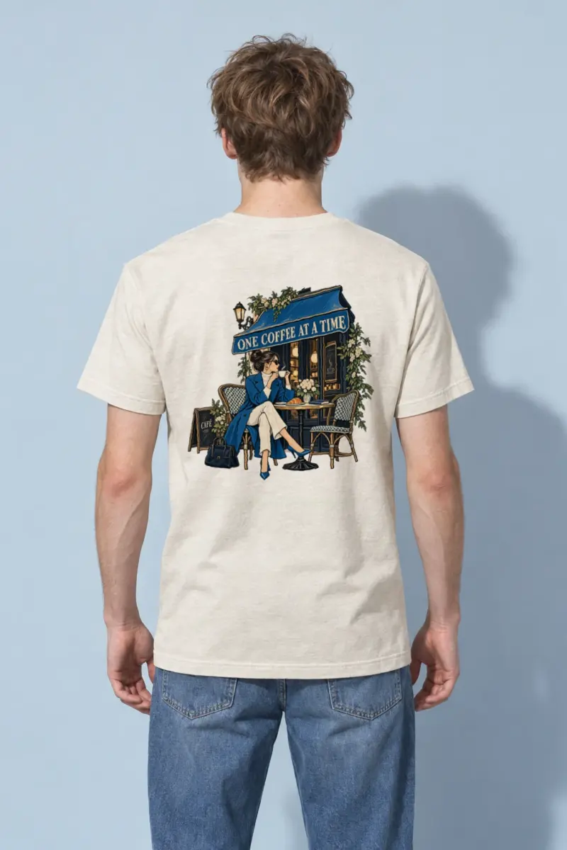 "Café Side Pause" Heavyweight Unisex Crewneck T-shirt