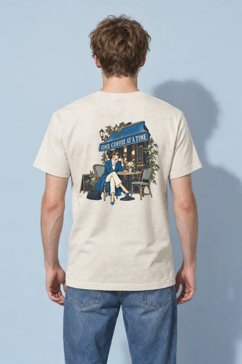"Café Side Pause" Heavyweight Unisex Crewneck T-shirt