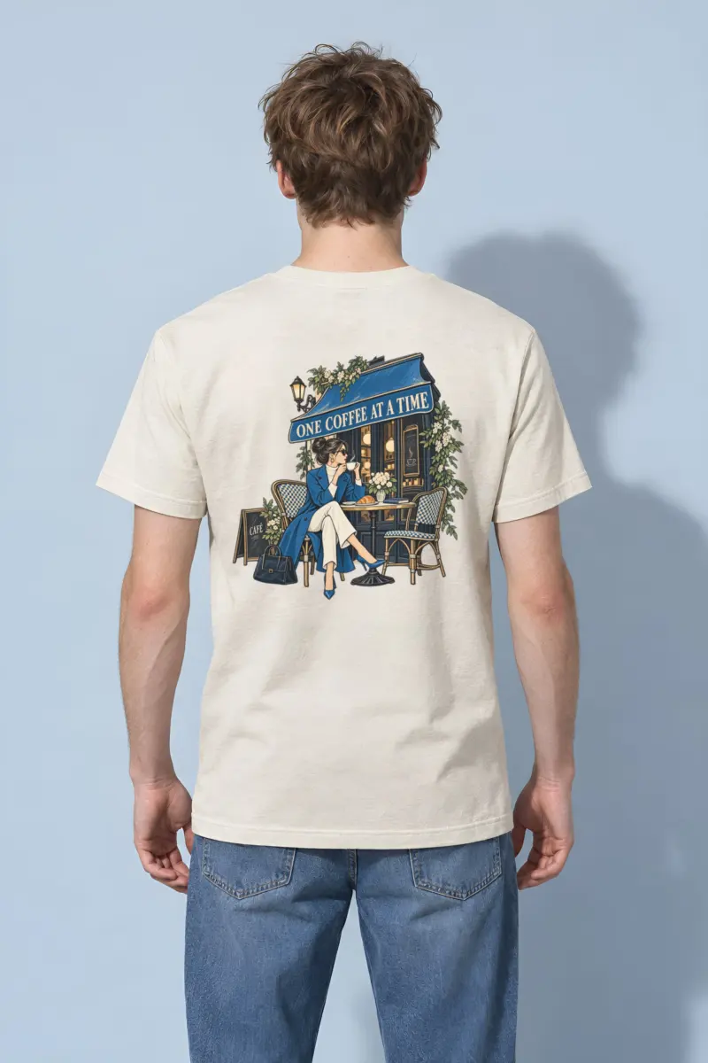 "Café Side Pause" Heavyweight Unisex Crewneck T-shirt