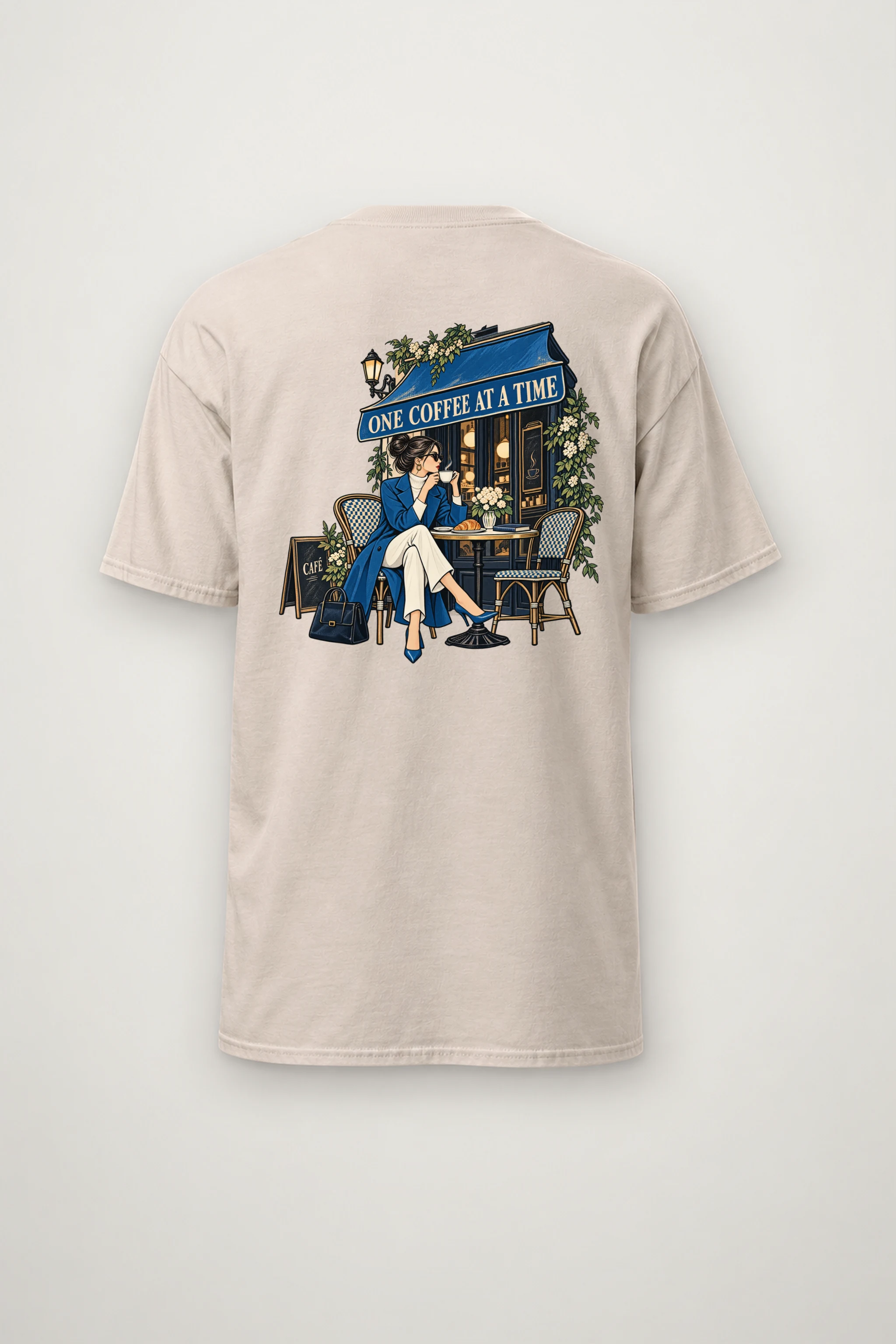 "Café Side Pause" Heavyweight Unisex Crewneck T-shirt