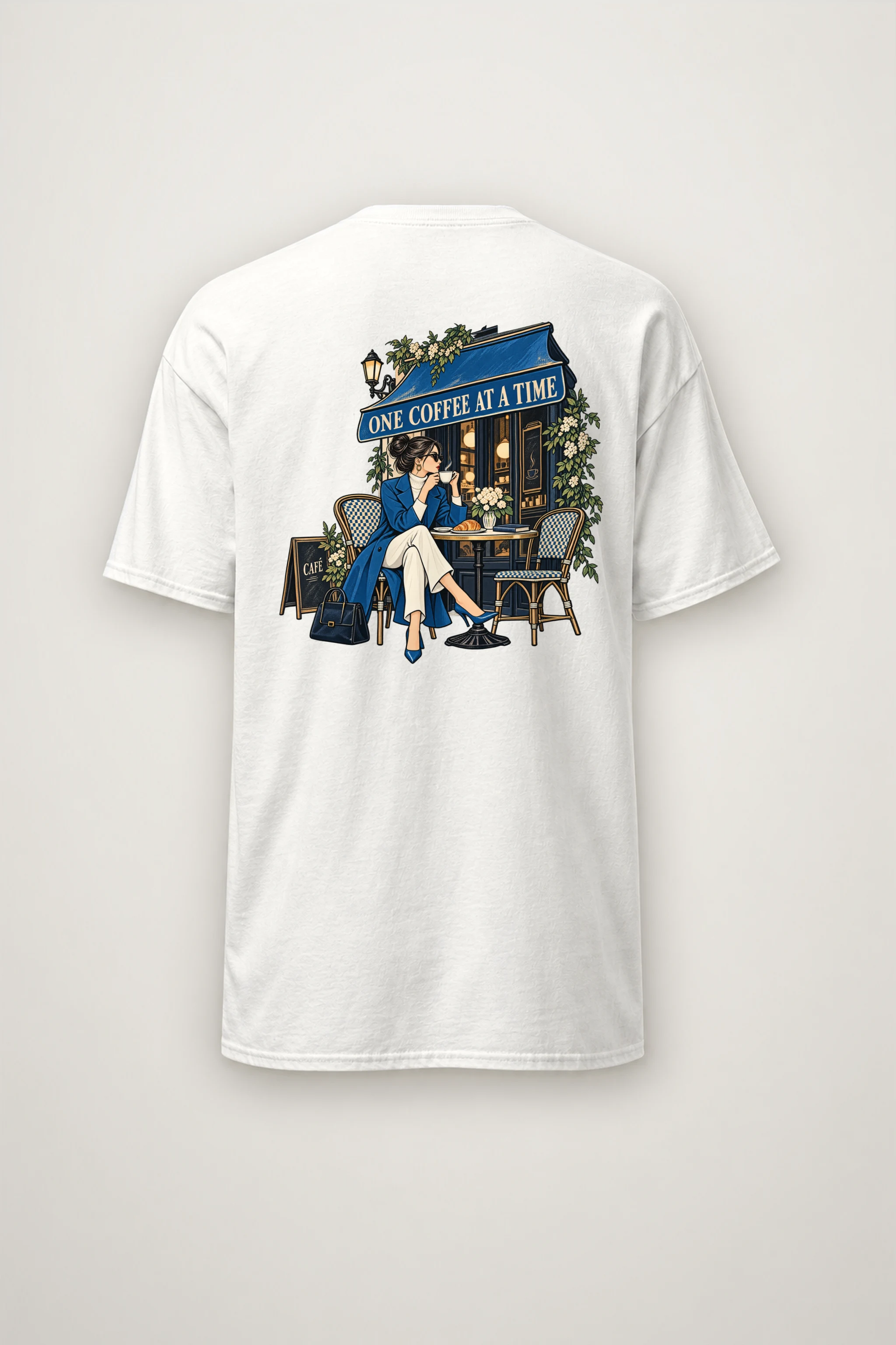 "Café Side Pause" Heavyweight Unisex Crewneck T-shirt