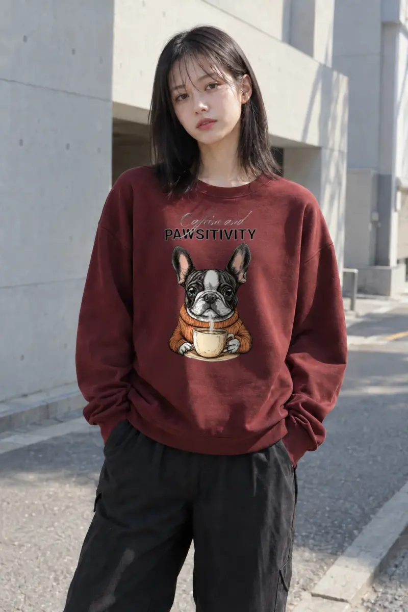 "Caffeine And Pawsitivity" Heavy Blend Unisex Crewneck Sweatshirt | Gildan 18000