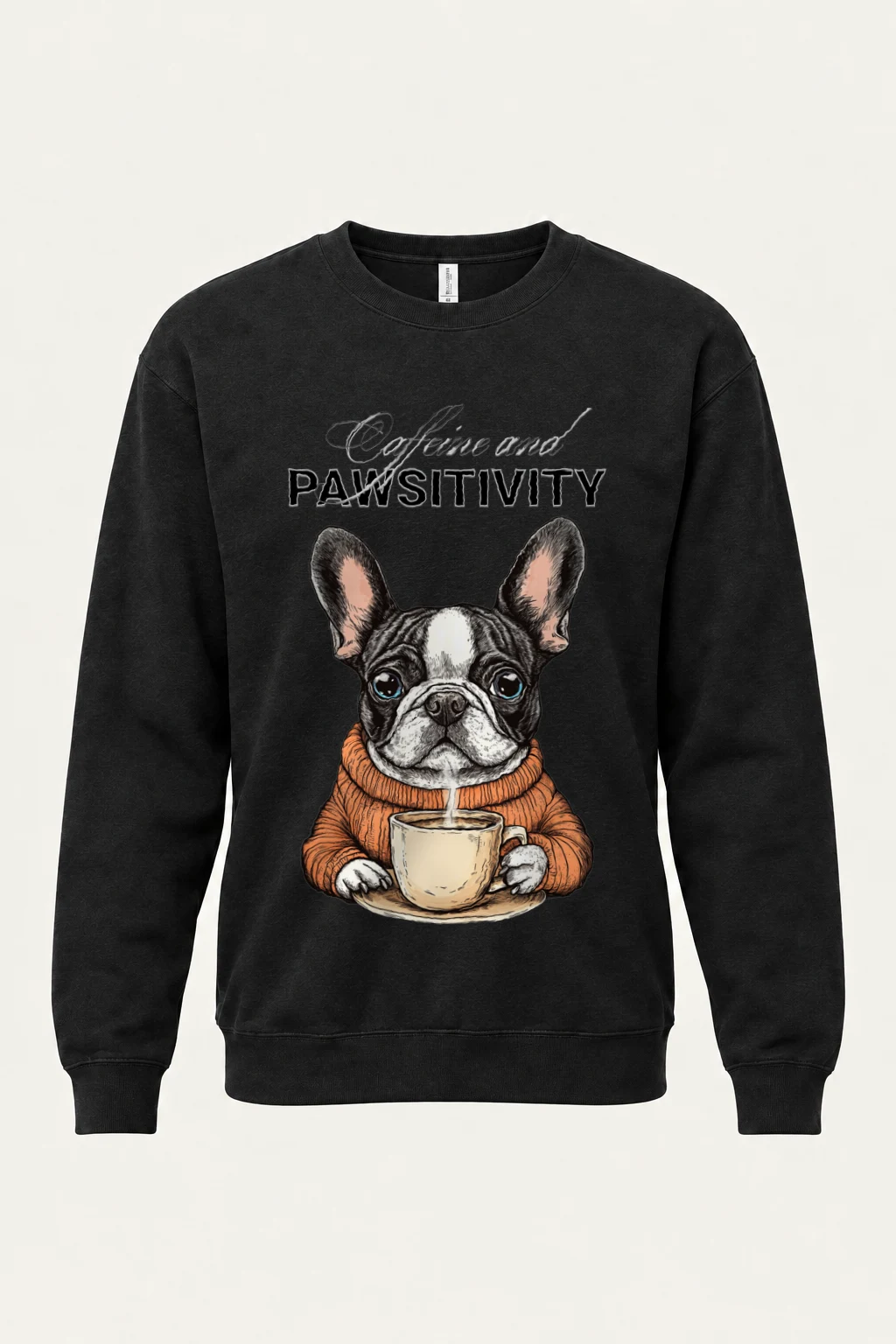 "Caffeine And Pawsitivity" Heavy Blend Unisex Crewneck Sweatshirt | Gildan 18000