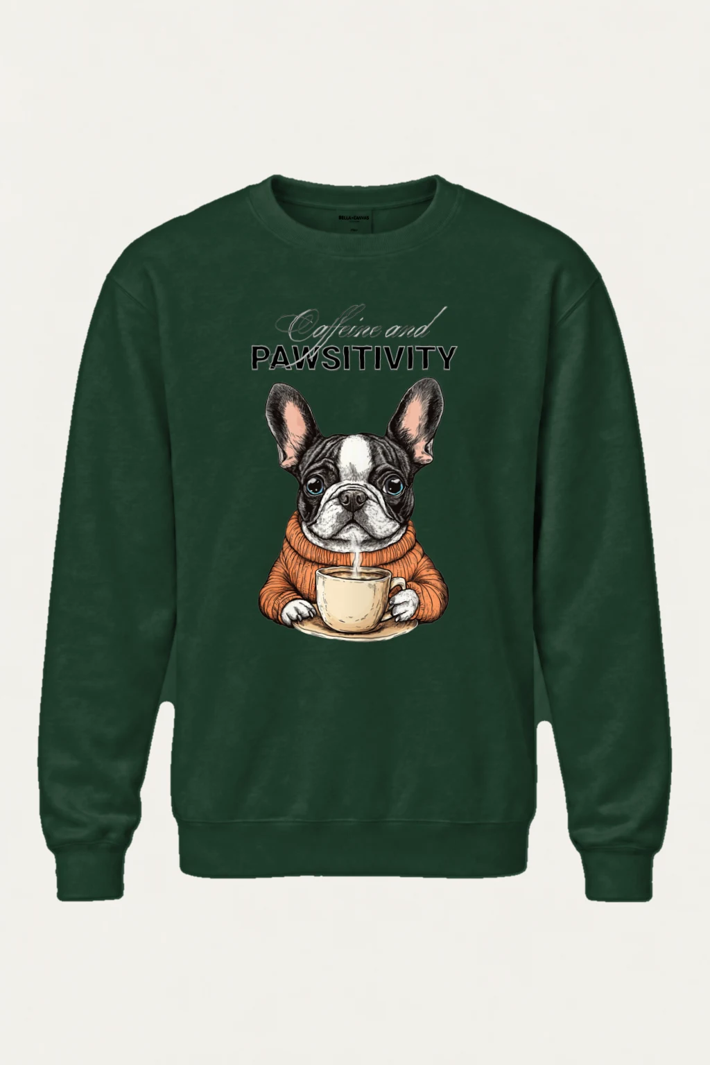 "Caffeine And Pawsitivity" Heavy Blend Unisex Crewneck Sweatshirt | Gildan 18000