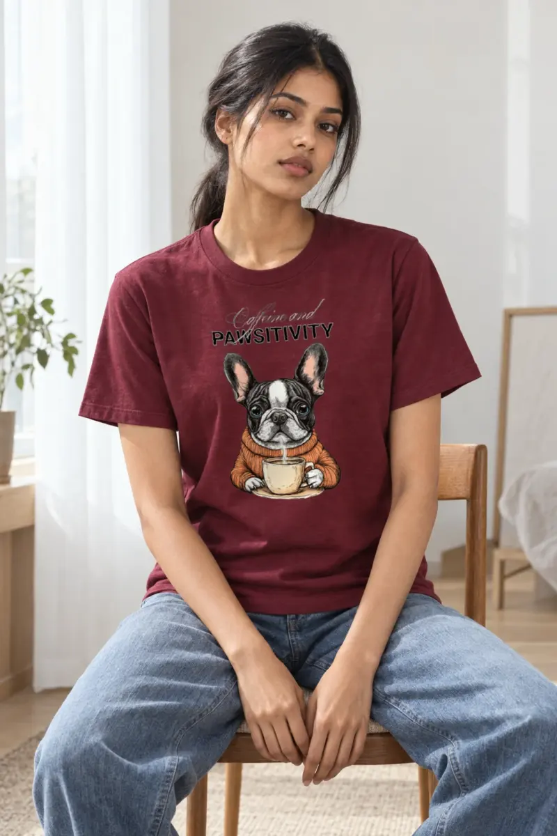 "Caffeine and Pawsitivity" Heavyweight Unisex Crewneck T-shirt | Gildan 5000