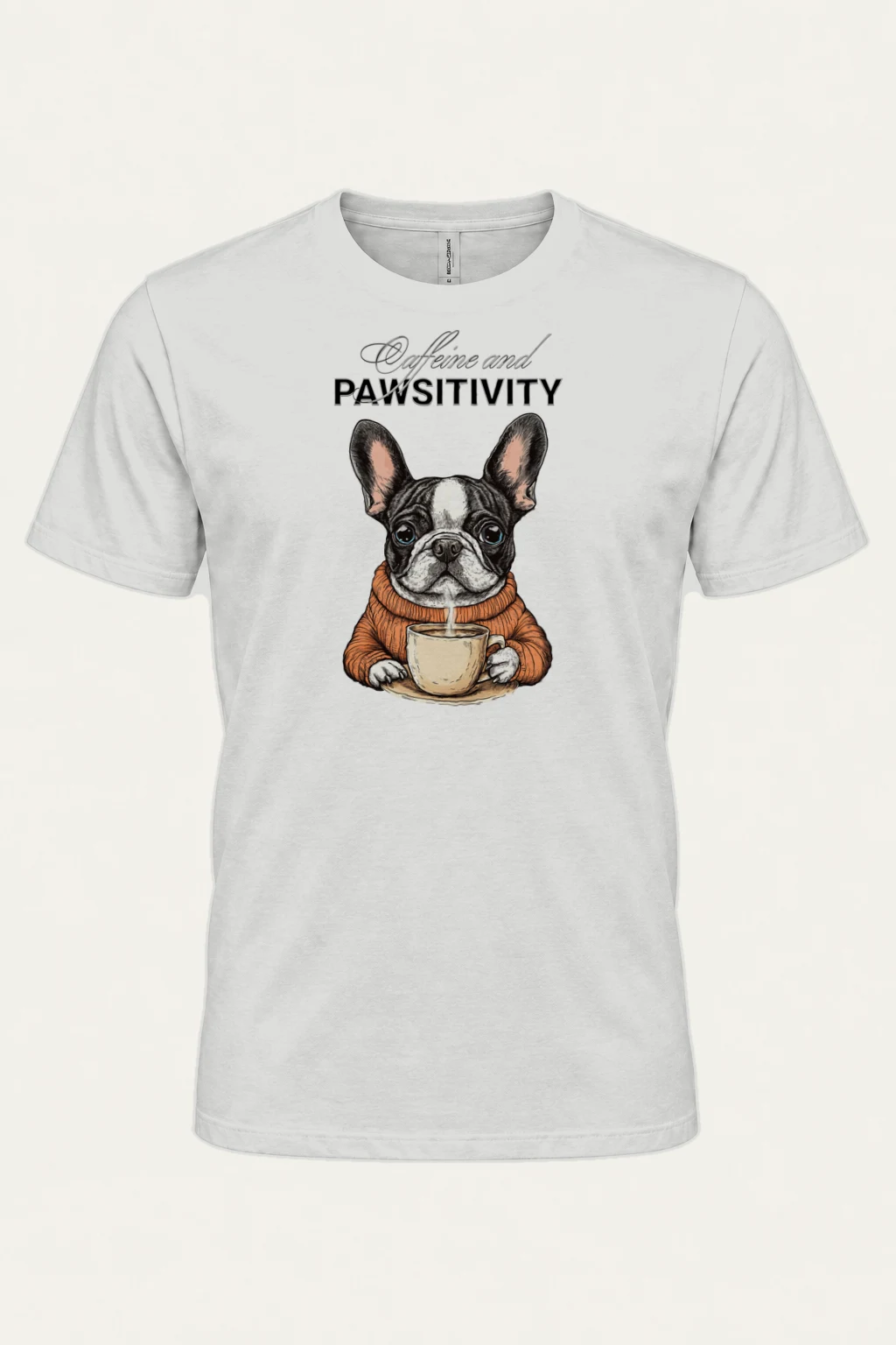 "Caffeine and Pawsitivity" Heavyweight Unisex Crewneck T-shirt | Gildan 5000