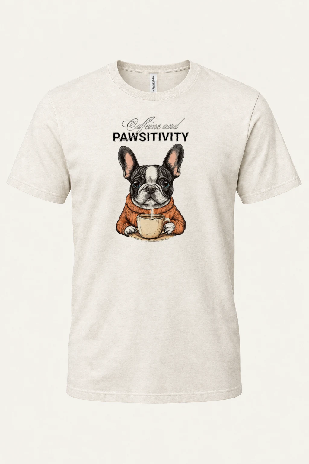 "Caffeine and Pawsitivity" Heavyweight Unisex Crewneck T-shirt | Gildan 5000