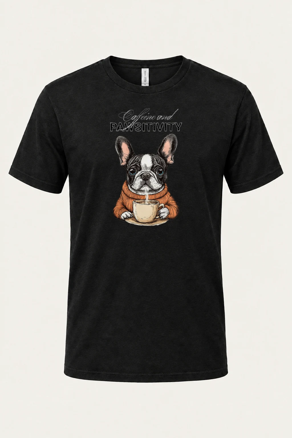 "Caffeine and Pawsitivity" Heavyweight Unisex Crewneck T-shirt | Gildan 5000