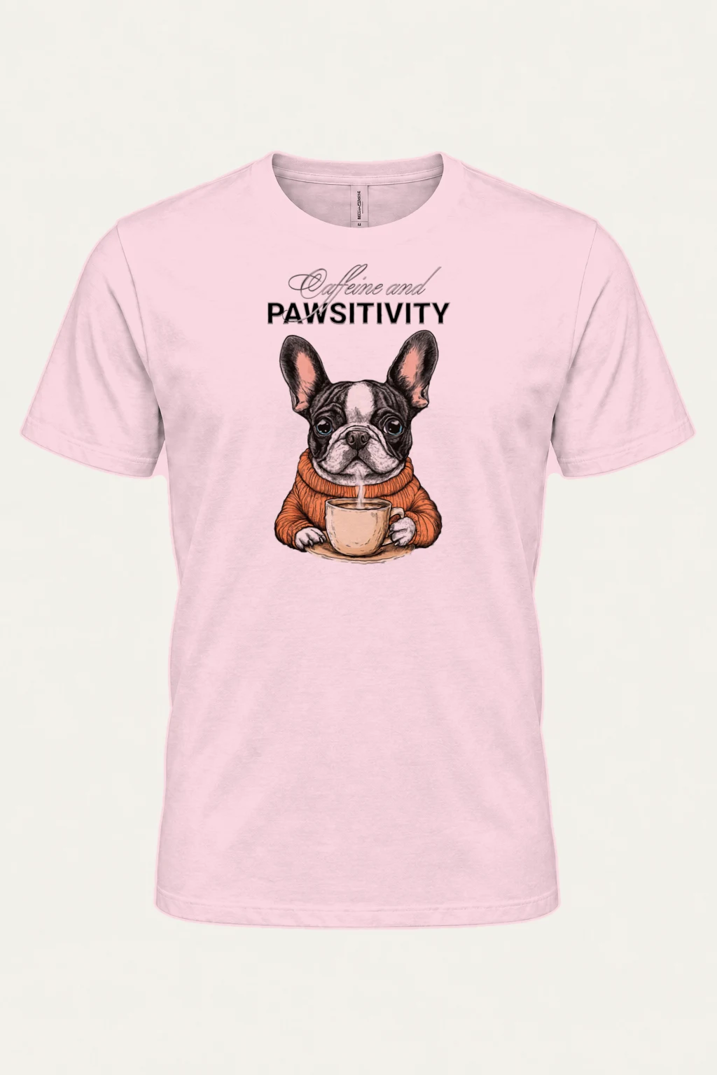 "Caffeine and Pawsitivity" Heavyweight Unisex Crewneck T-shirt | Gildan 5000