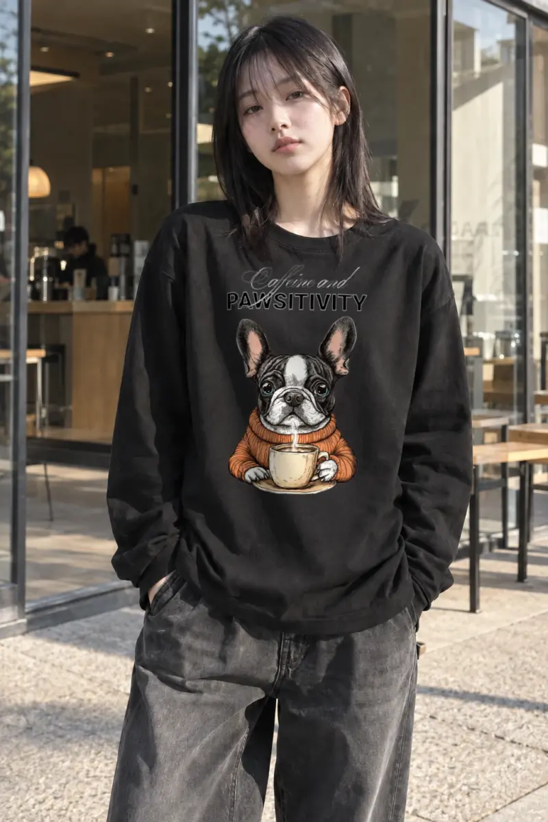 "Caffeine and Pawsitivity" Unisex Longsleeve T-shirt | Gildan 2400