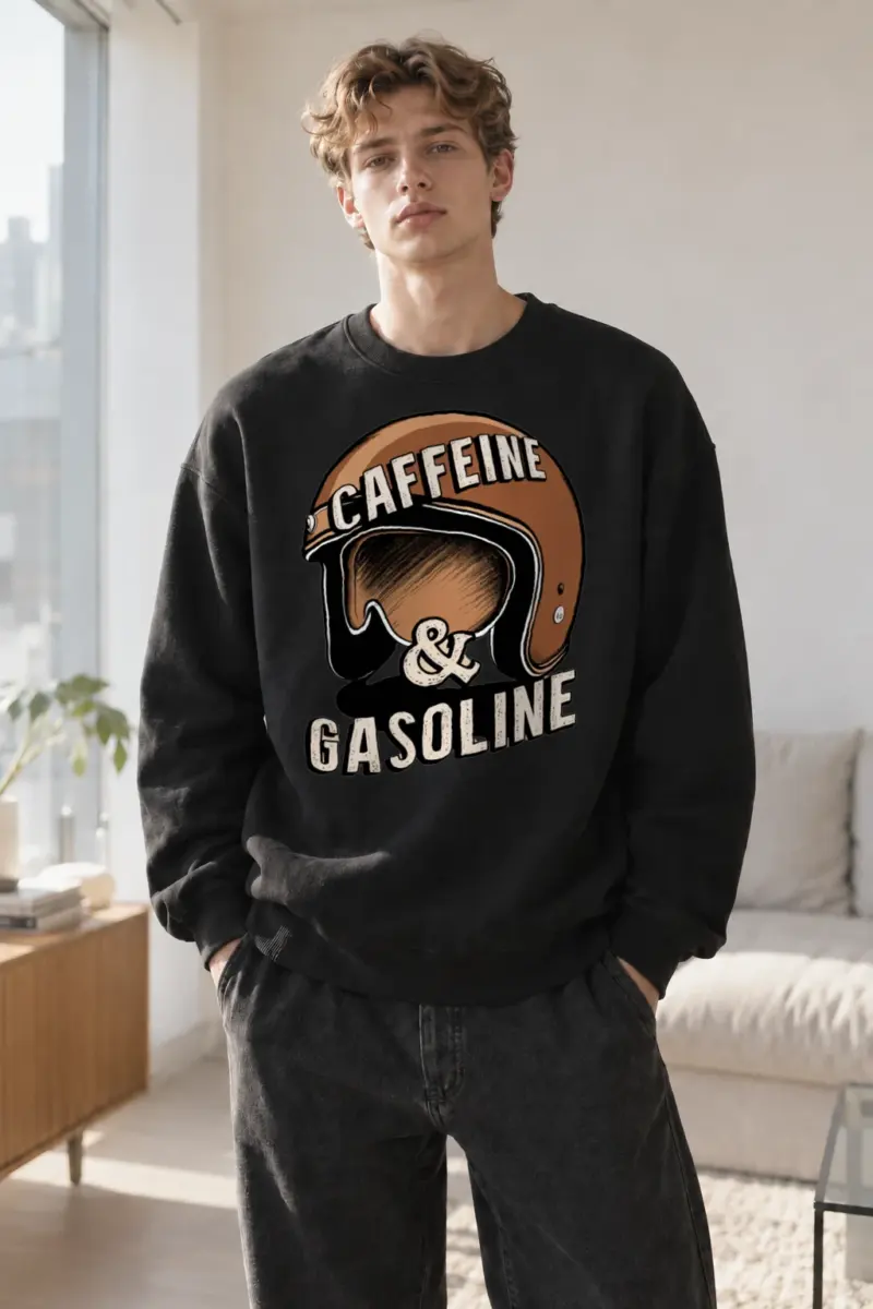 “Caffeine & Gasoline” Heavy Blend Unisex Crewneck Sweatshirt | Gildan 18000