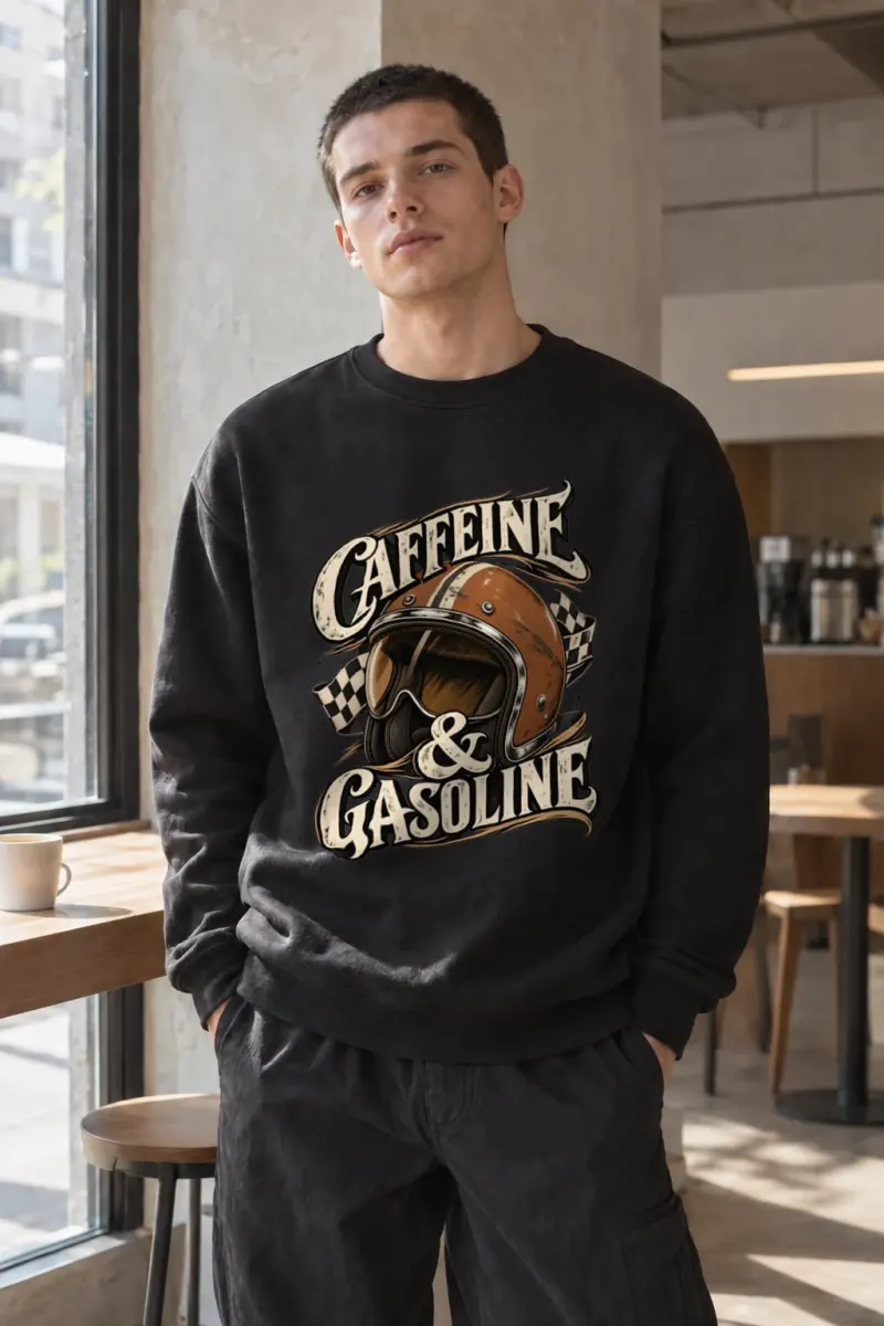 "Caffeine & Gasoline" Heavy Blend Unisex Crewneck Sweatshirt | Gildan 18000