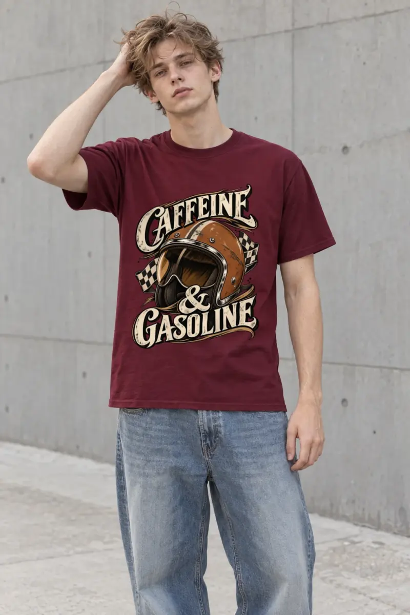 "Caffeine & Gasoline" Heavyweight Unisex Crewneck T-shirt