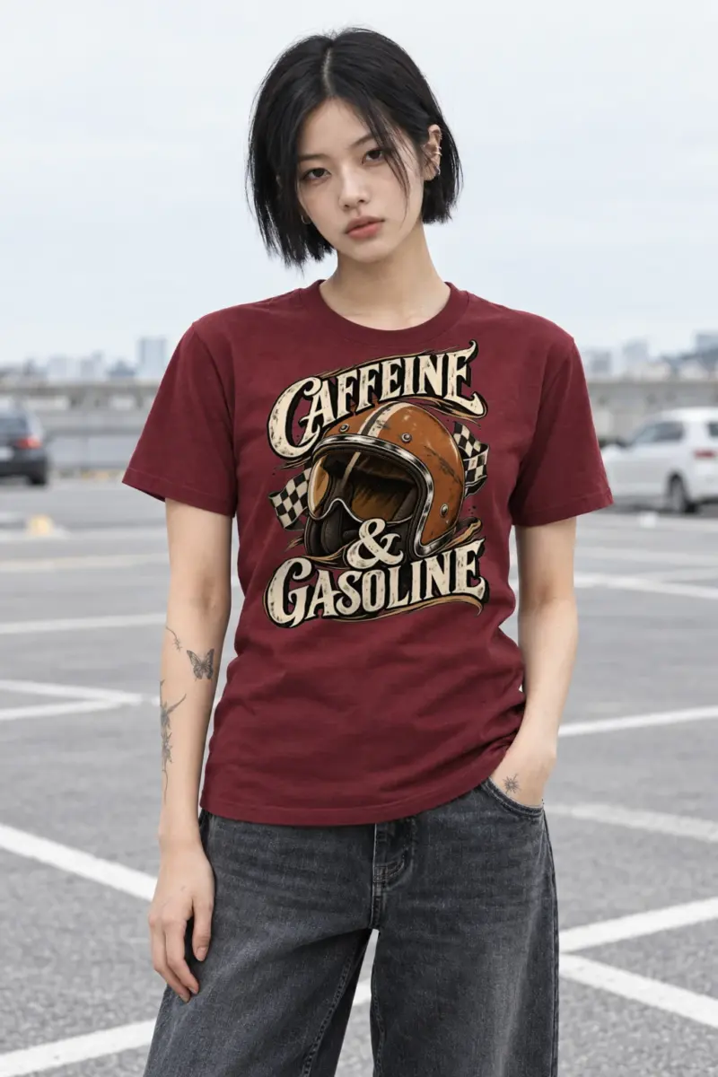 "Caffeine & Gasoline" Heavyweight Unisex Crewneck T-shirt