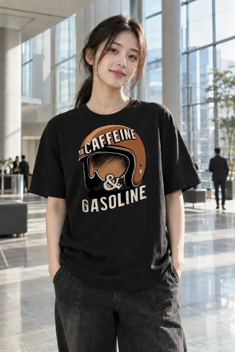 “Caffeine & Gasoline” Heavyweight Unisex Crewneck T-shirt | Gildan 5000