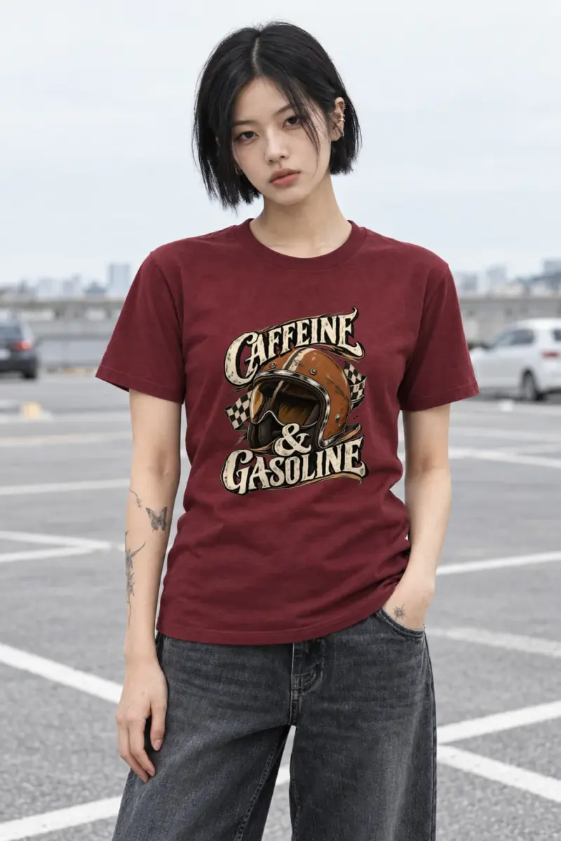"Caffeine & Gasoline" Heavyweight Unisex Crewneck T-shirt