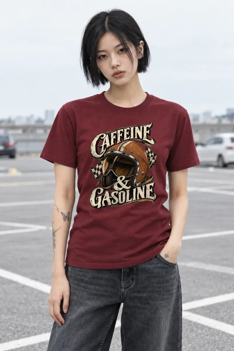 "Caffeine & Gasoline" Heavyweight Unisex Crewneck T-shirt
