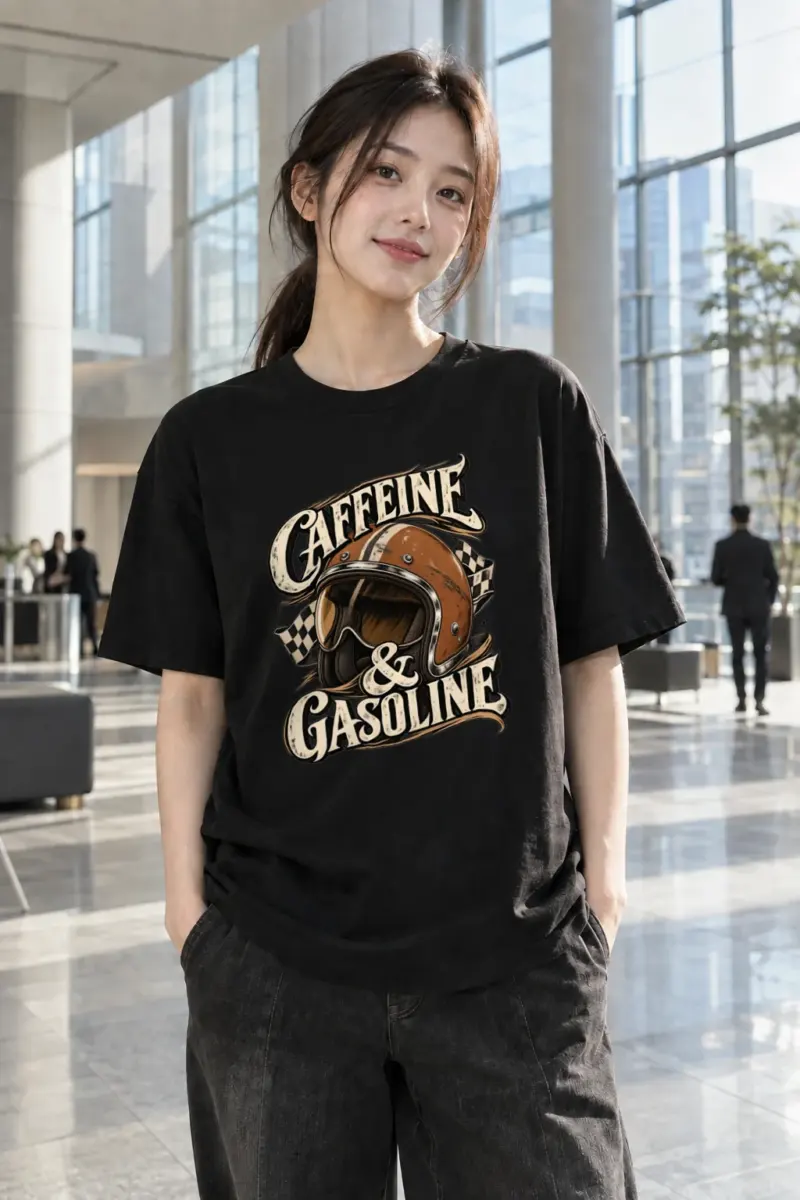 "Caffeine & Gasoline" Heavyweight Unisex Crewneck T-shirt | Gildan 5000