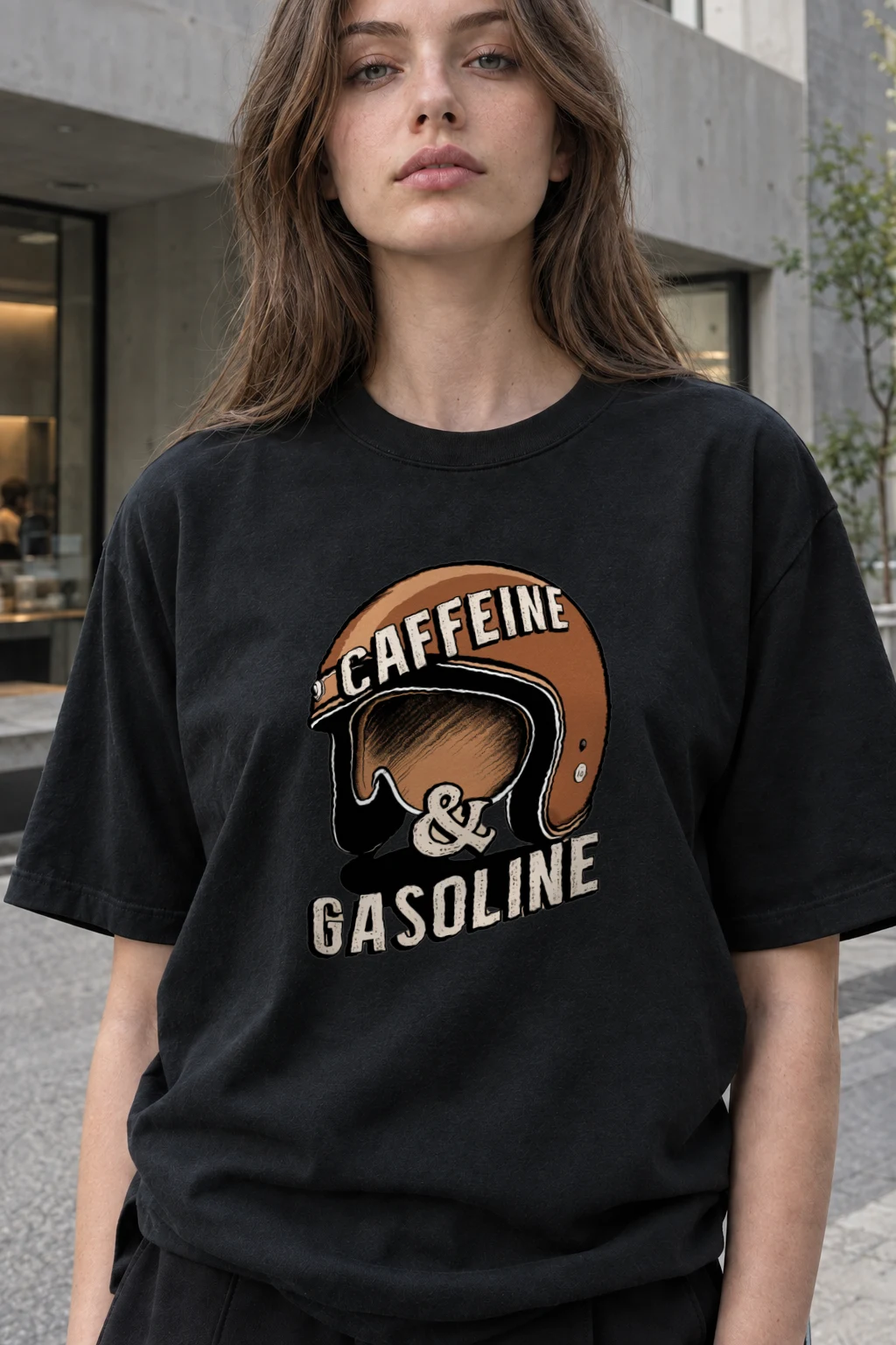 "Caffeine & Gasoline" Heavyweight Unisex Crewneck T-shirt | Gildan 5000