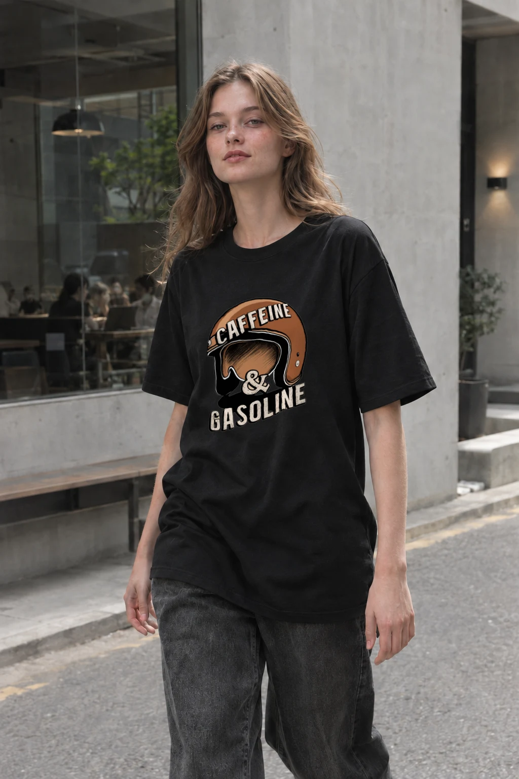 "Caffeine & Gasoline" Heavyweight Unisex Crewneck T-shirt | Gildan 5000