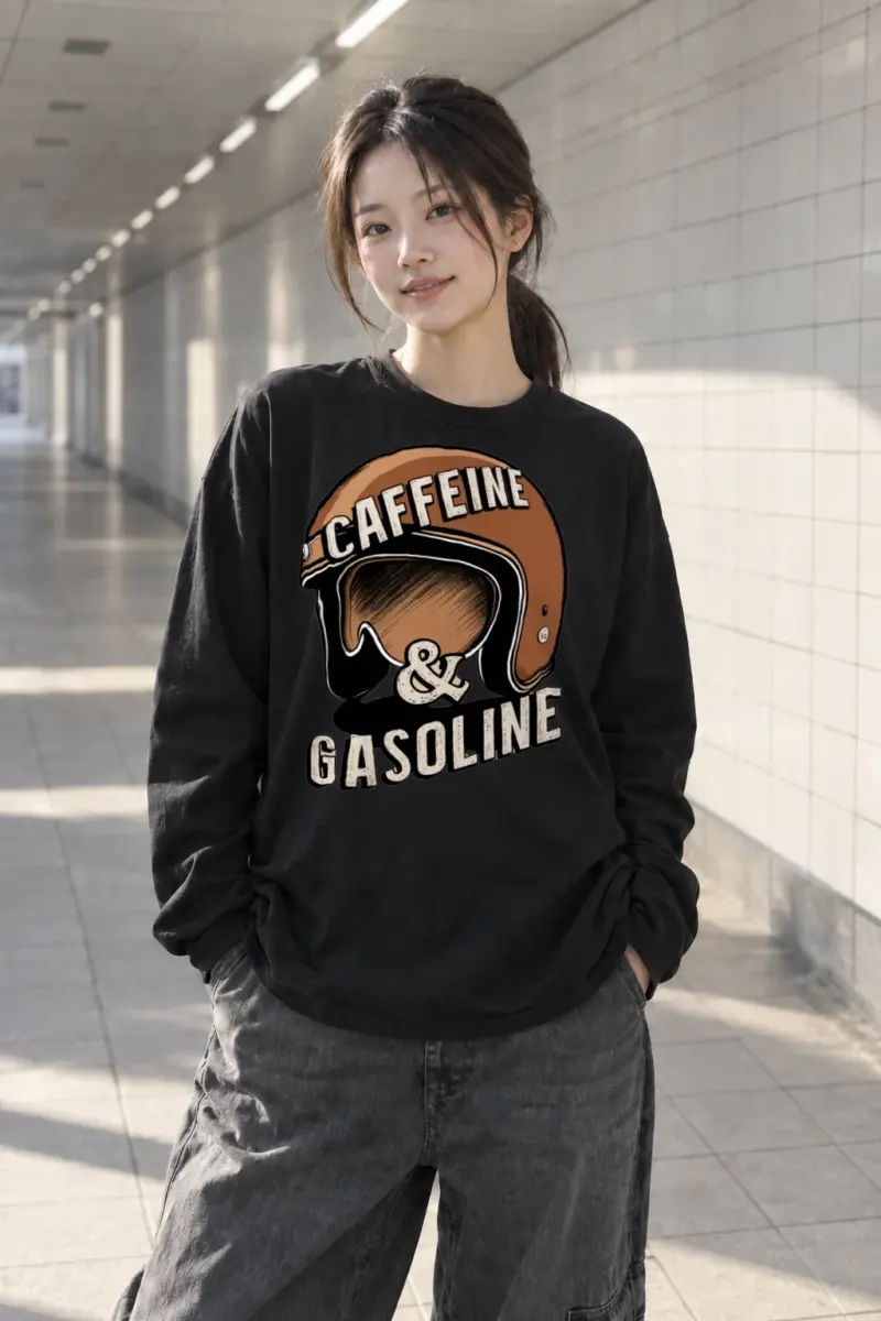 “Caffeine & Gasoline” Unisex Longsleeve T-shirt | Gildan 2400