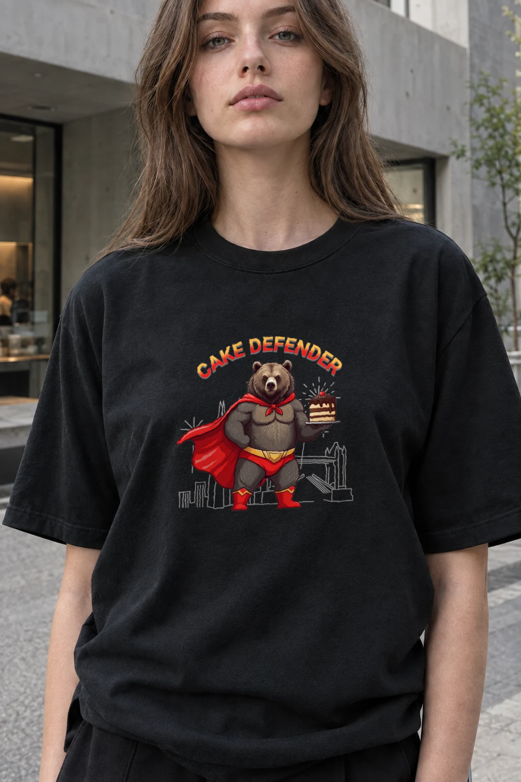 "Cake Defender" Heavyweight Unisex Crewneck T-shirt | Gildan 5000