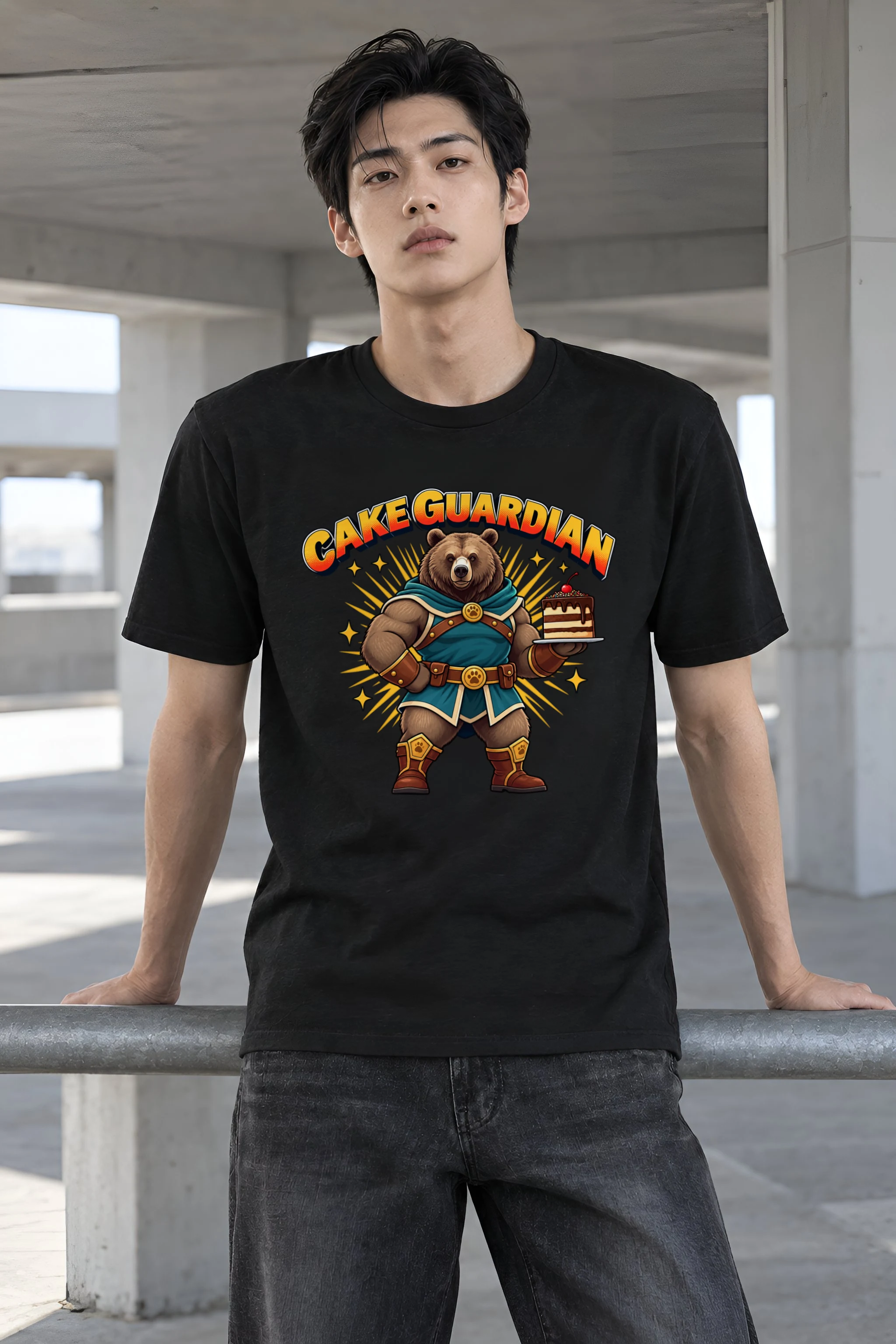 "Cakeguardian Bear" Heavyweight Unisex Crewneck T-shirt