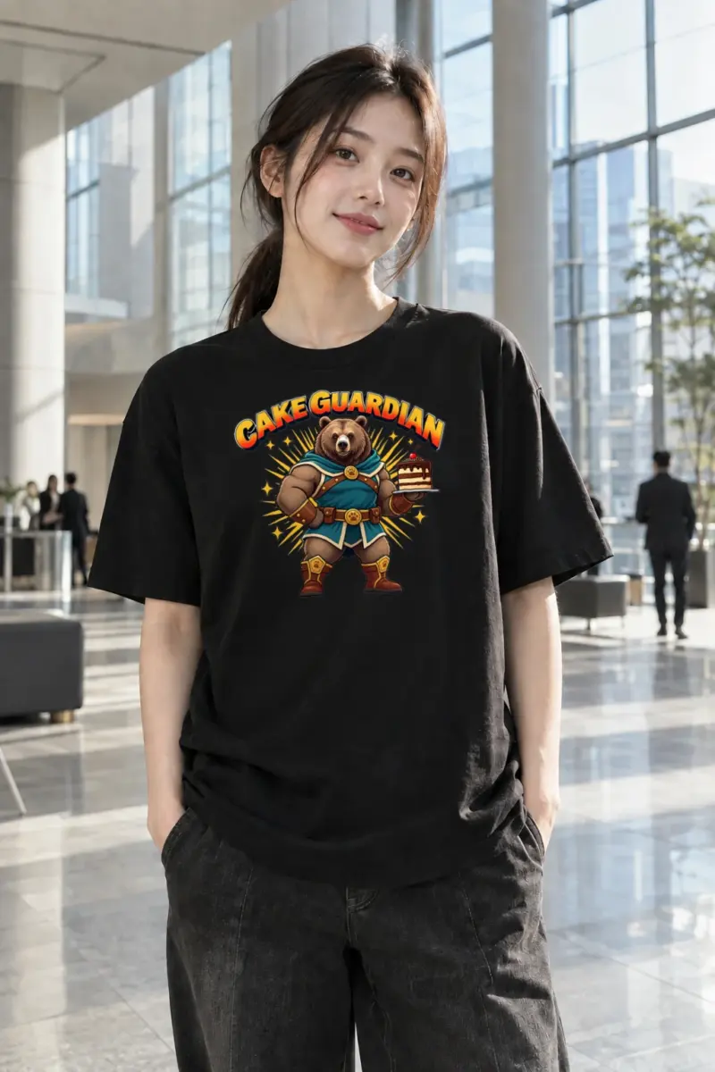 "Cakeguardian Bear" Heavyweight Unisex Crewneck T-shirt | Gildan 5000